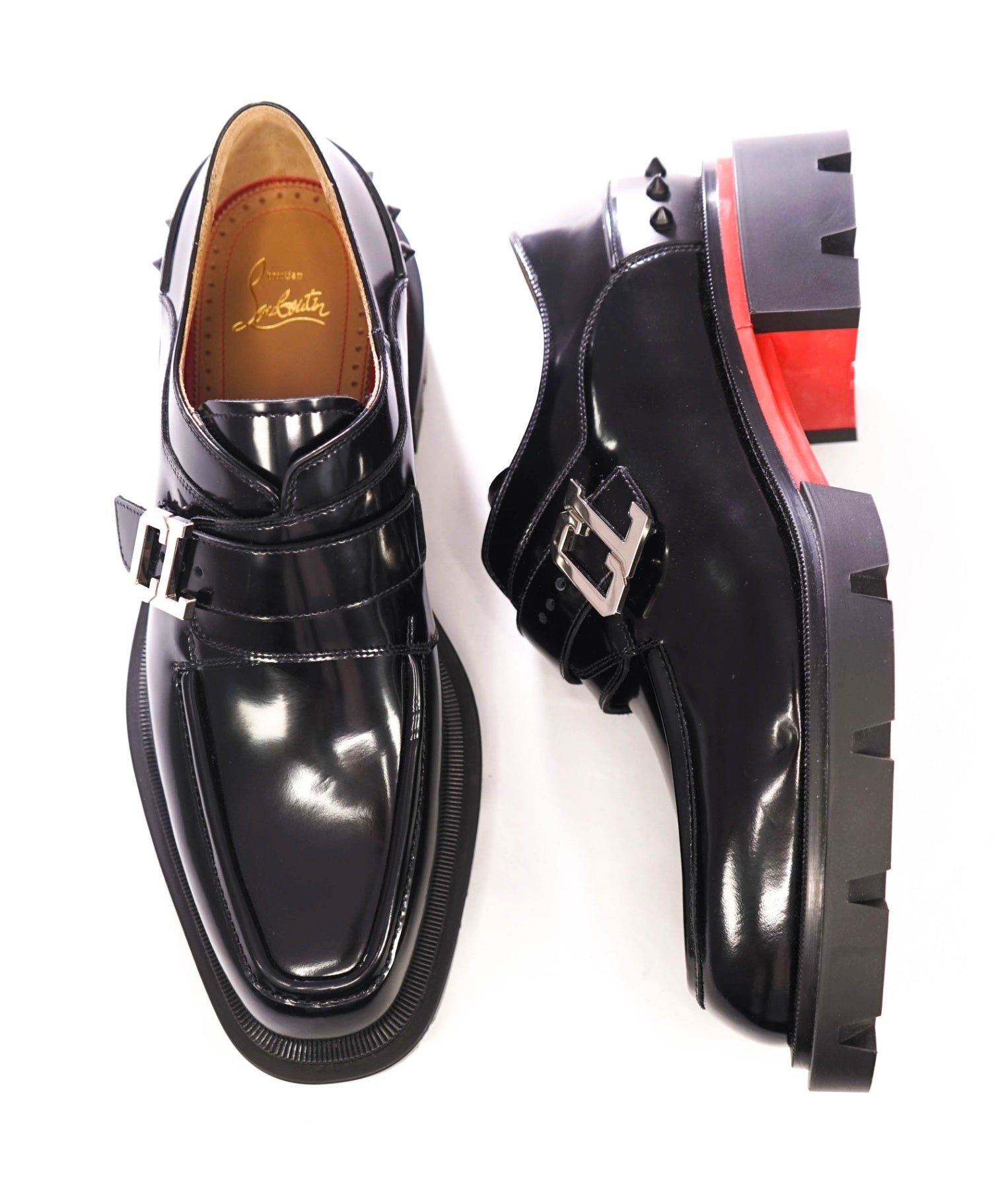 $1,450 CHRISTIAN LOUBOUTIN - Black Leather "OUR GEORGES" Loafers - US 9 (42EU)