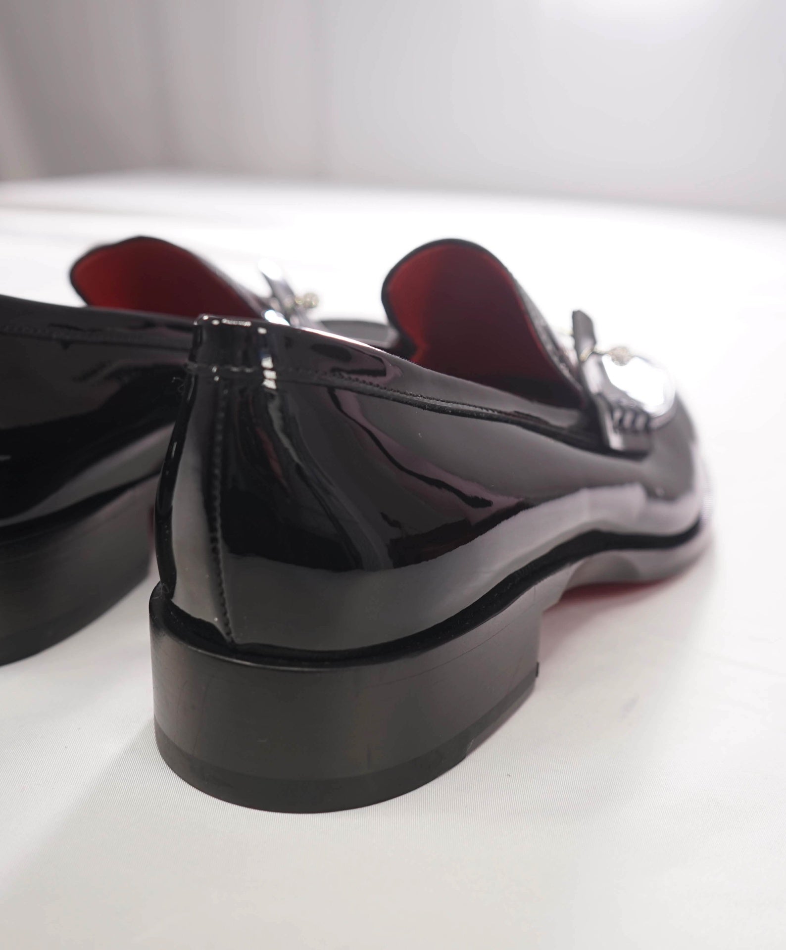 $1,295 CHRISTIAN LOUBOUTIN - *CHAMBELIMOC NIGHT STRASS* Black Patent Leather Loafers - US 10 (43EU)