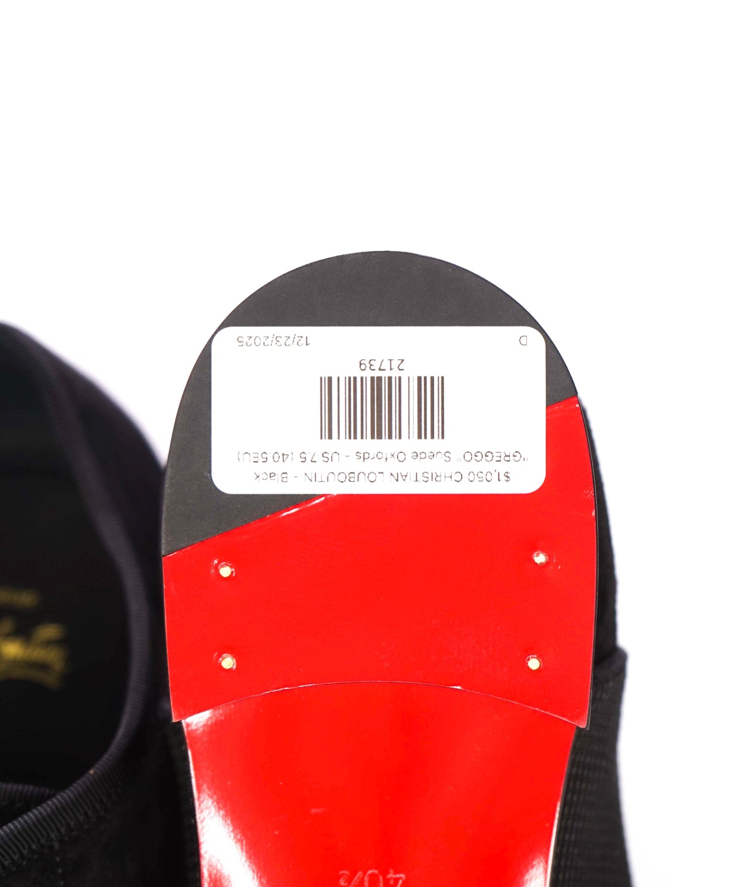 $1,050 CHRISTIAN LOUBOUTIN - Black "GREGGO" Suede Oxfords - US 7.5 (40.5EU)