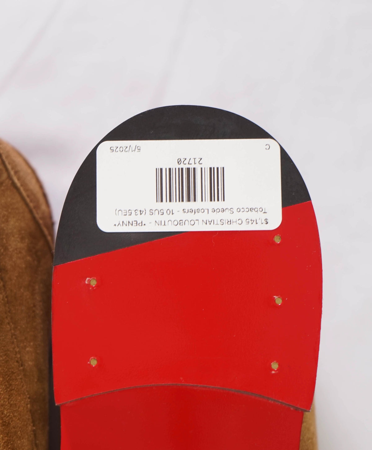 $1,145 CHRISTIAN LOUBOUTIN - *PENNY* Tobacco Suede Loafers - 10.5US (43.5EU)