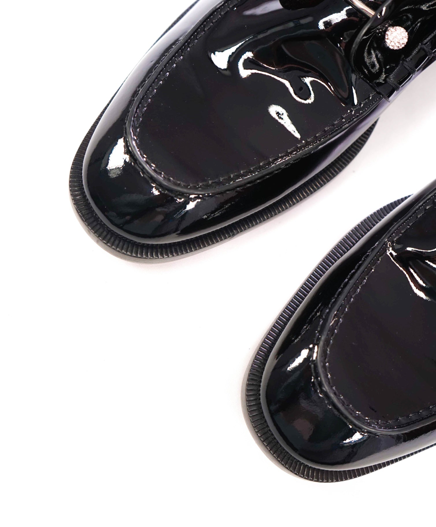 $1,295 CHRISTIAN LOUBOUTIN - *CHAMBELIMOC NIGHT STRASS* Black Patent Leather Loafers - US 10 (43EU)