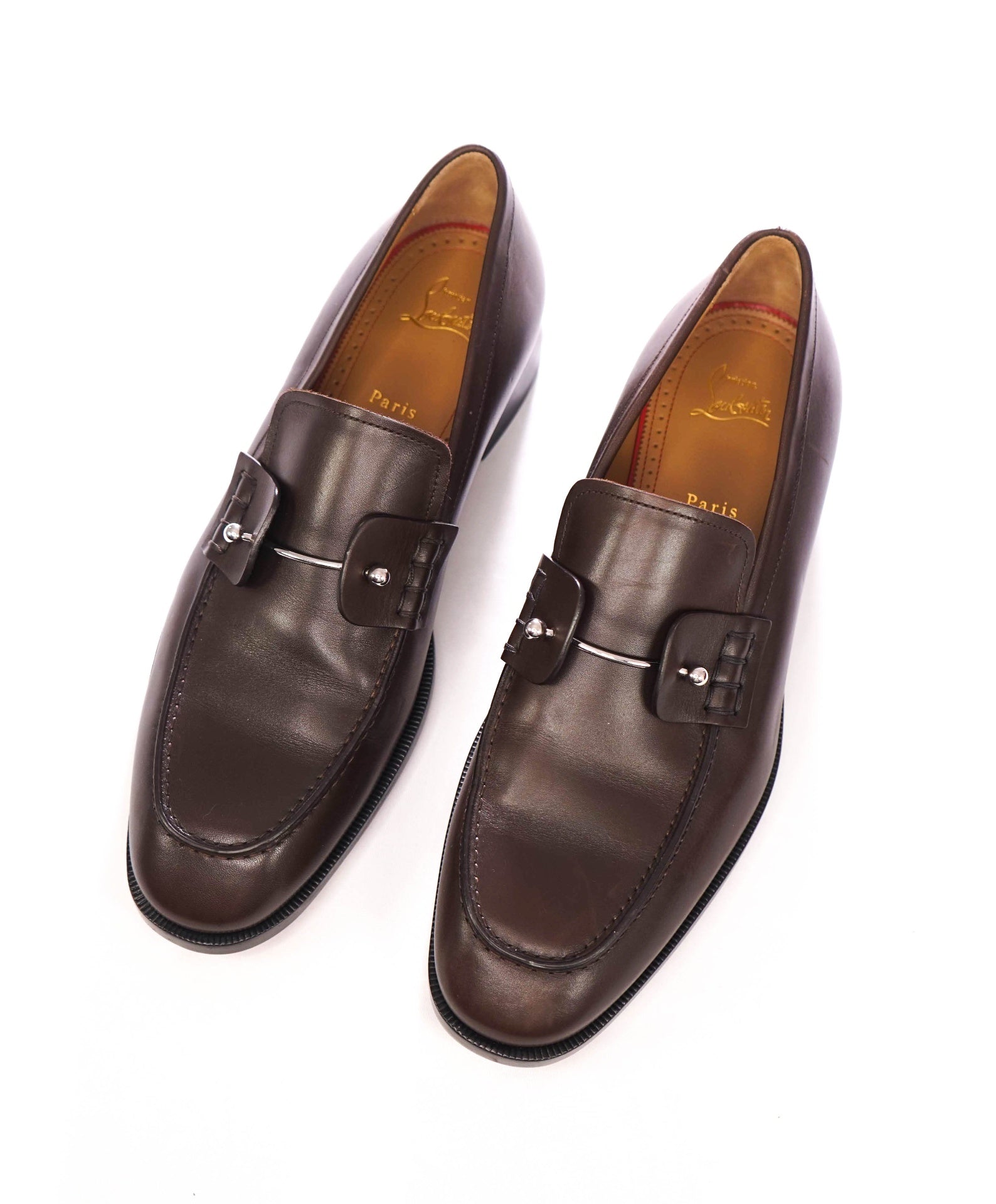 $1,195 Christian Louboutin - Brown Leather *CHAMBELIMOC* Loafers - US 11 (EU44)