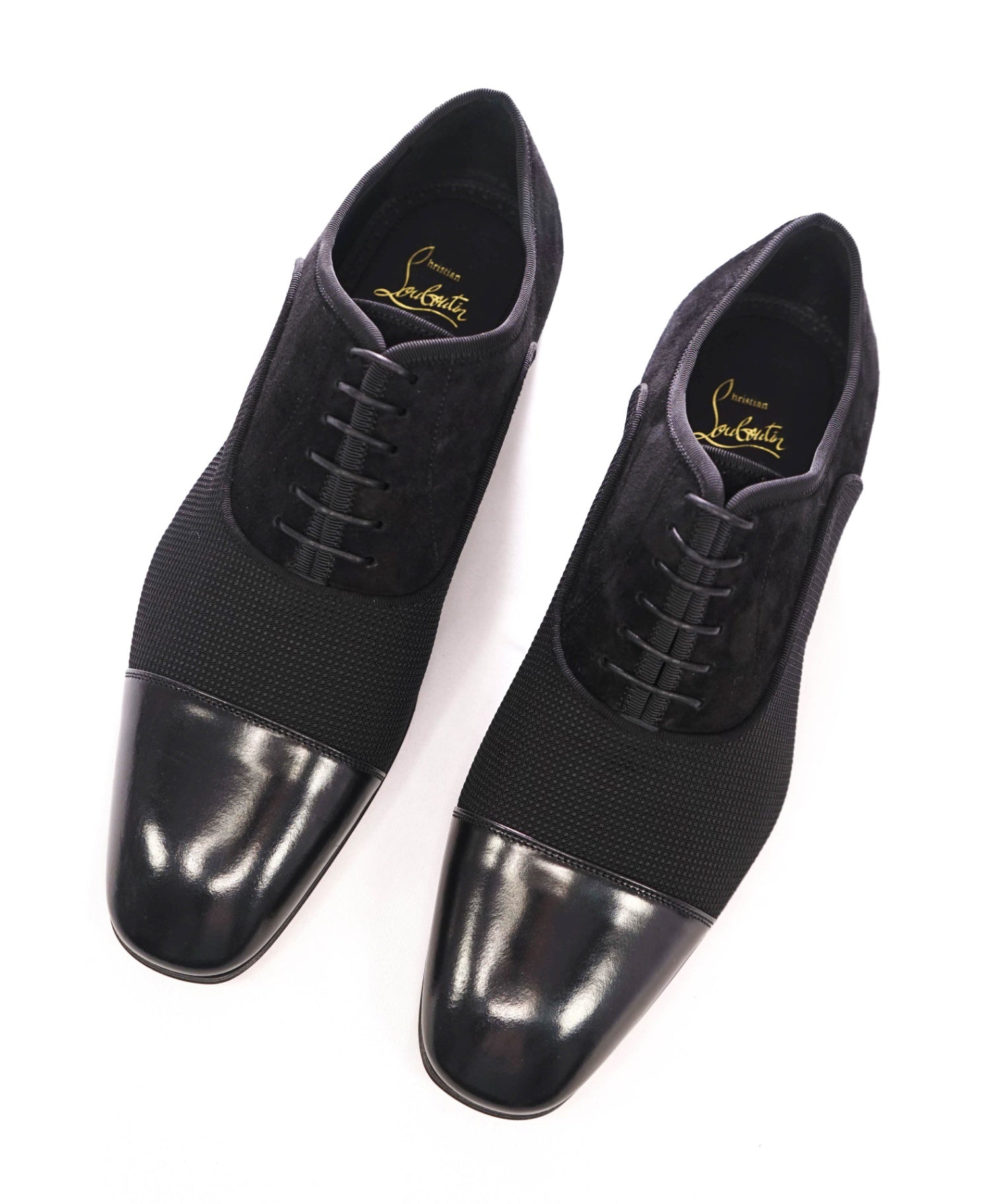 $1,050 CHRISTIAN LOUBOUTIN - Black "GREGGO" Suede Oxfords - US 7.5 (40.5EU)