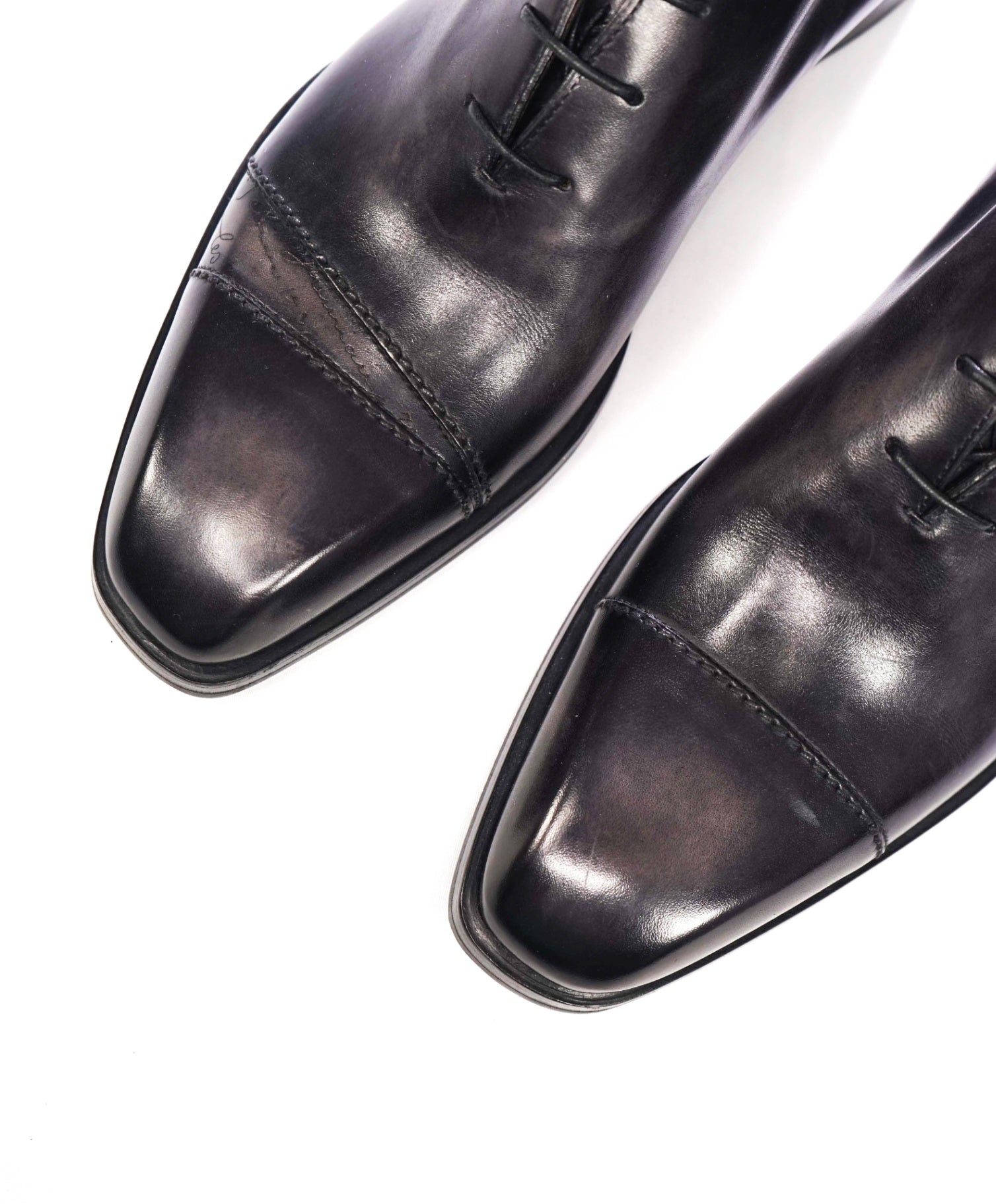 $2,600 BERLUTI - Gray SCRITTO Leather Oxfords - US 7 (6UK)
