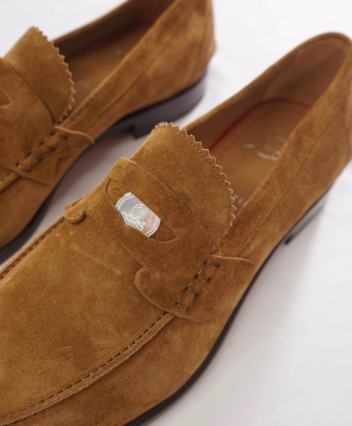 $1,145 CHRISTIAN LOUBOUTIN - *PENNY* Tobacco Suede Loafers - 10.5US (43.5EU)
