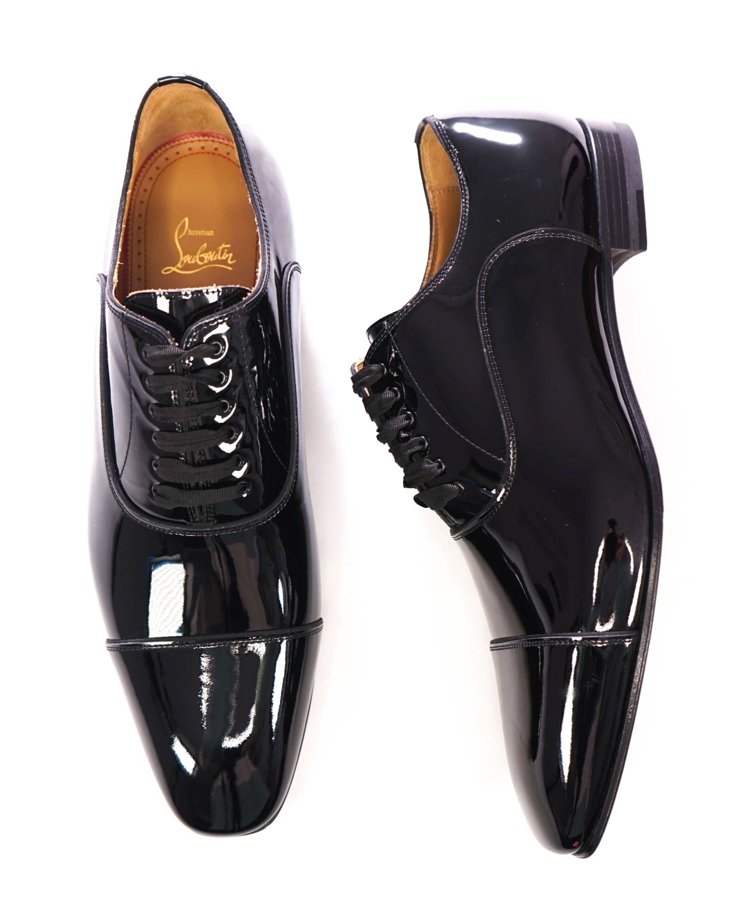 $1,095 Christian Louboutin - *GREGGO* Patent Leather Black Oxfords - US 11 (44EU)