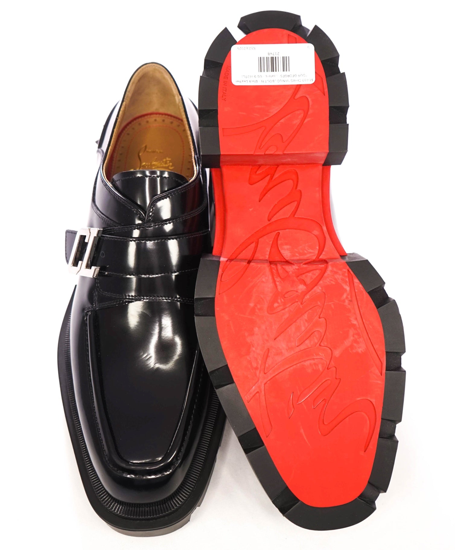 $1,450 CHRISTIAN LOUBOUTIN - Black Leather "OUR GEORGES" Loafers - US 9 (42EU)