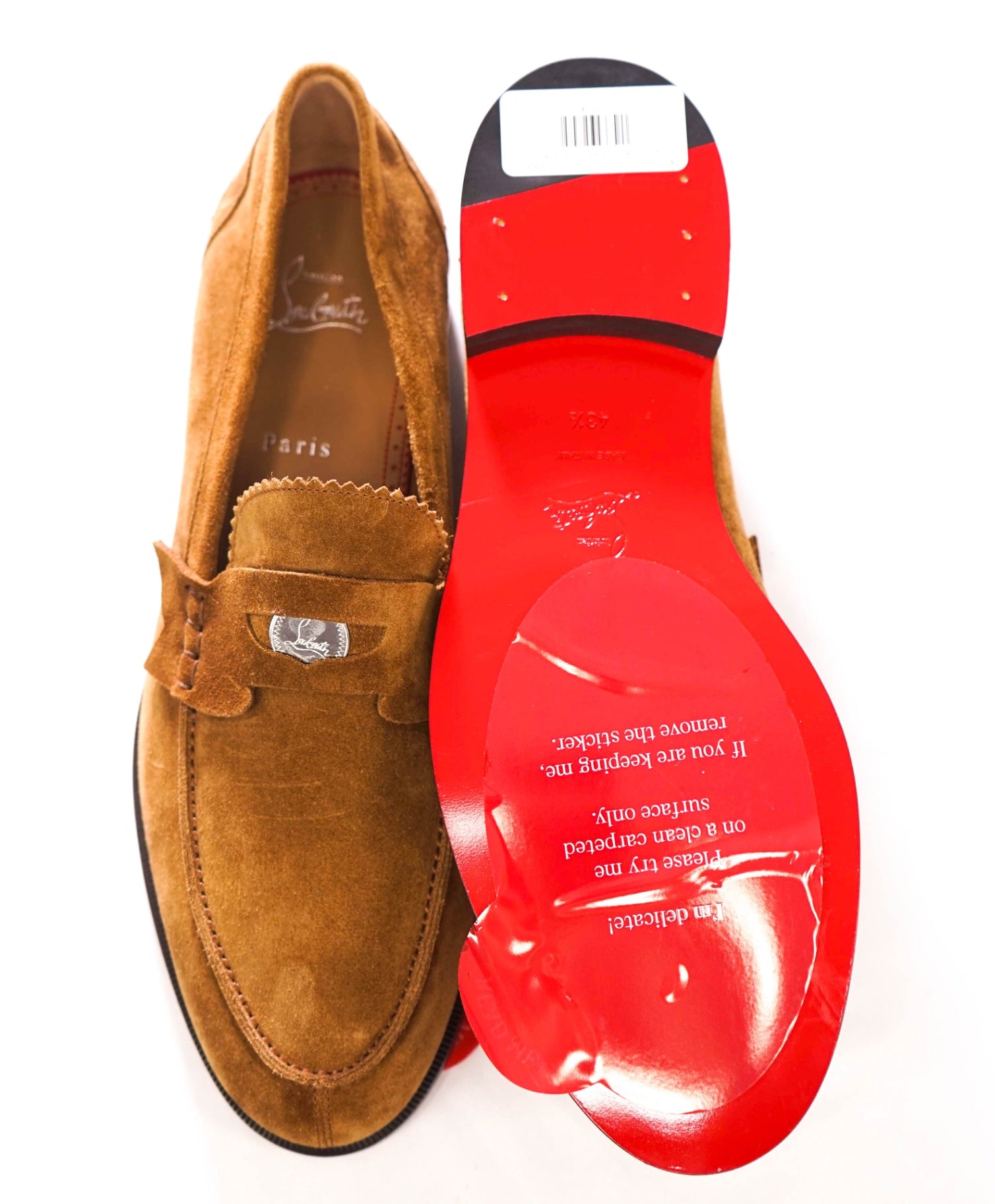 $1,145 CHRISTIAN LOUBOUTIN - *PENNY* Tobacco Suede Loafers - 10.5US (43.5EU)
