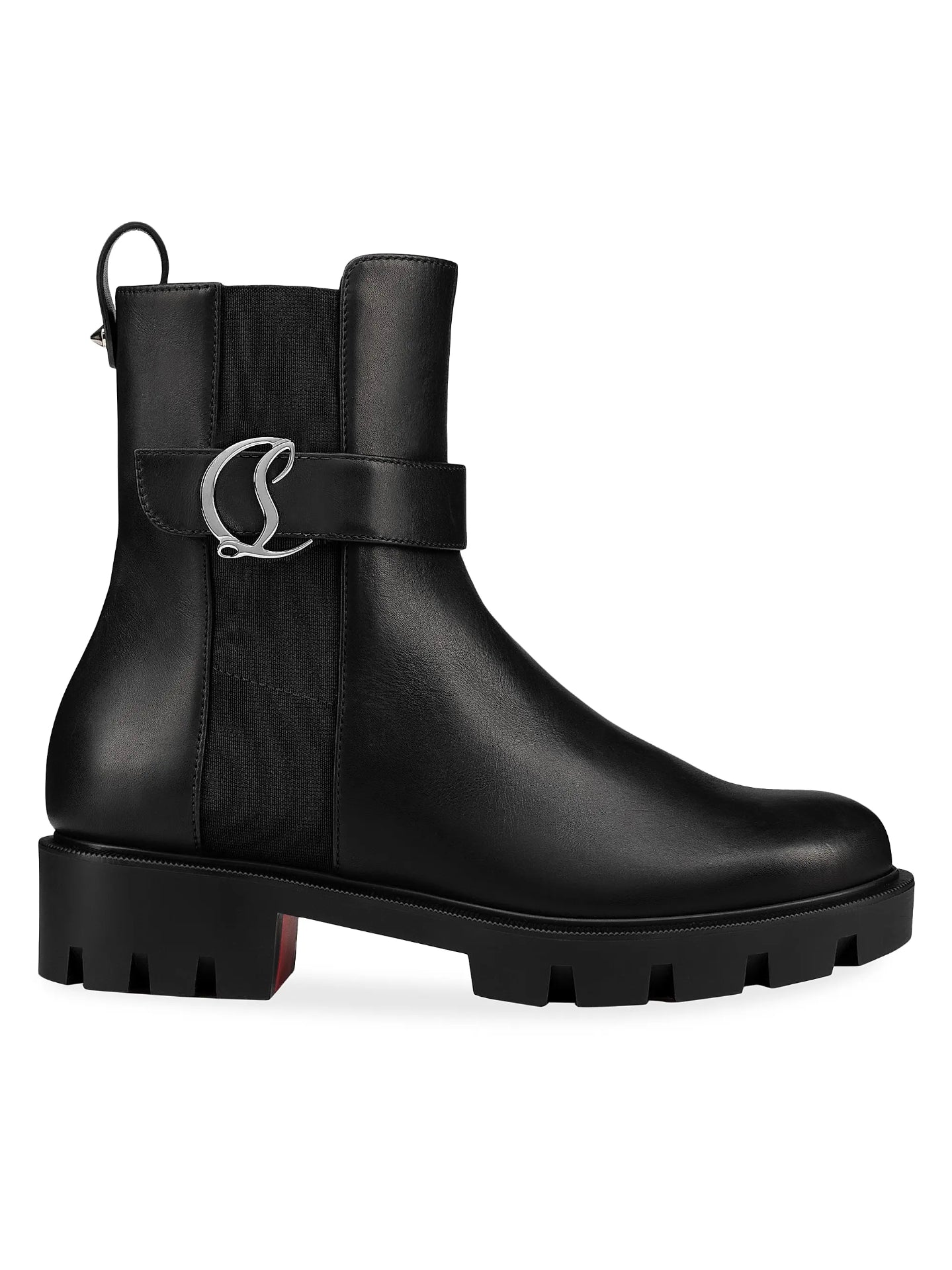 $1,295 CHRISTIAN LOUBOUTIN - Black Leather Lug Boots - US 7 (37EU)