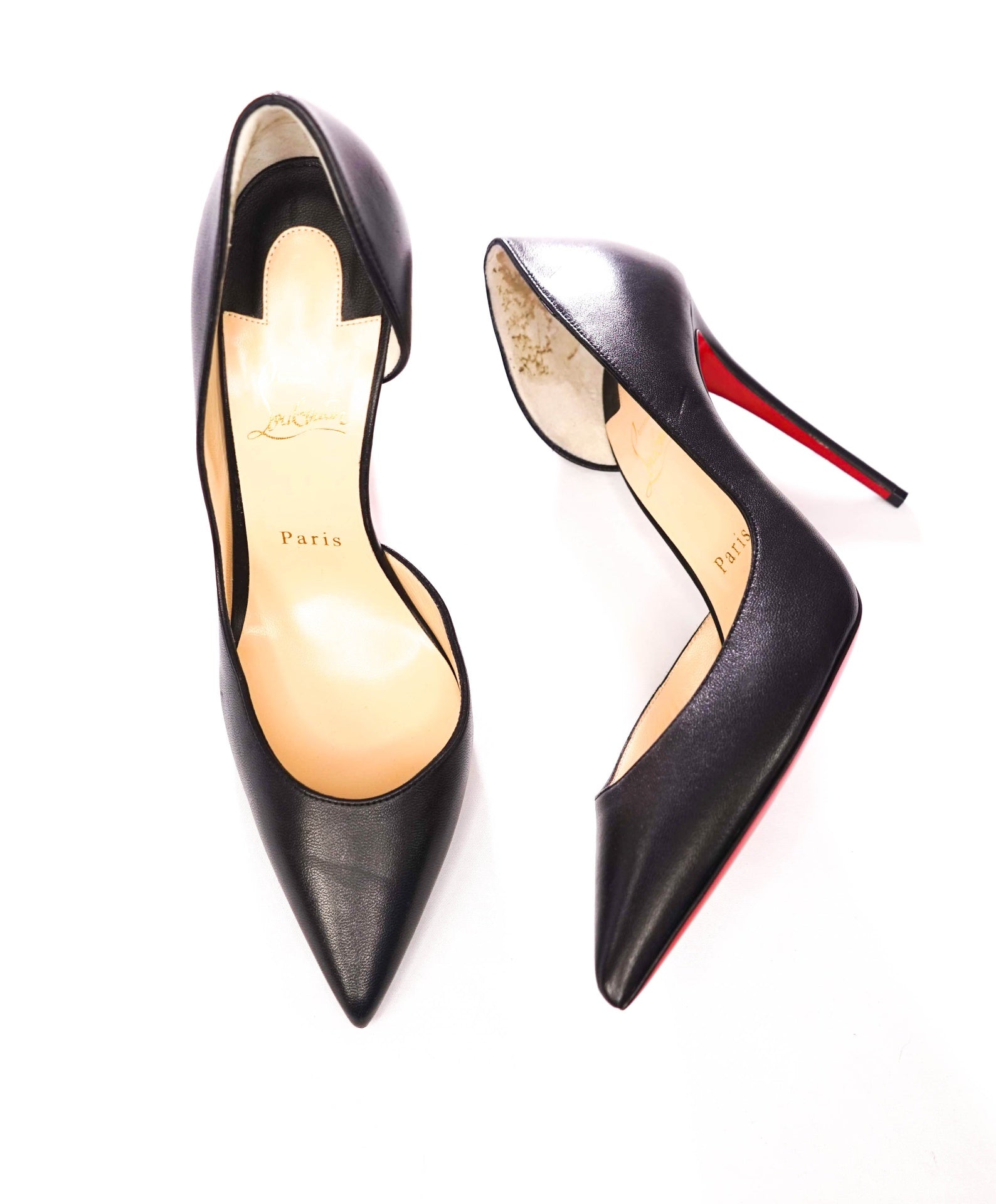 $845 CHRISTIAN LOUBOUTIN - Black Leather 100mm *IRIZA* Pumps - US 10.5 (40.4EU)