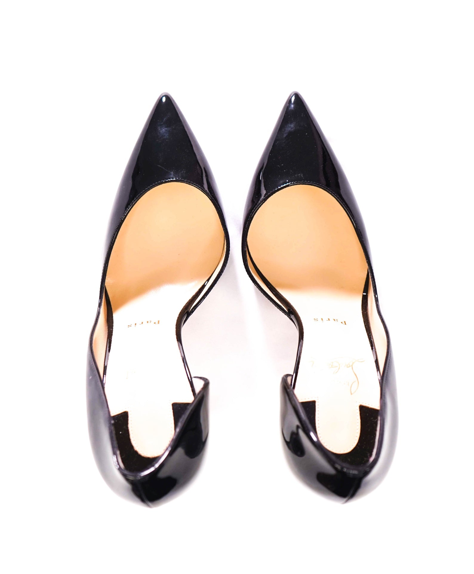 $845 CHRISTIAN LOUBOUTIN - Black Leather 100mm *IRIZA* Pumps - US 9 (39EU)
