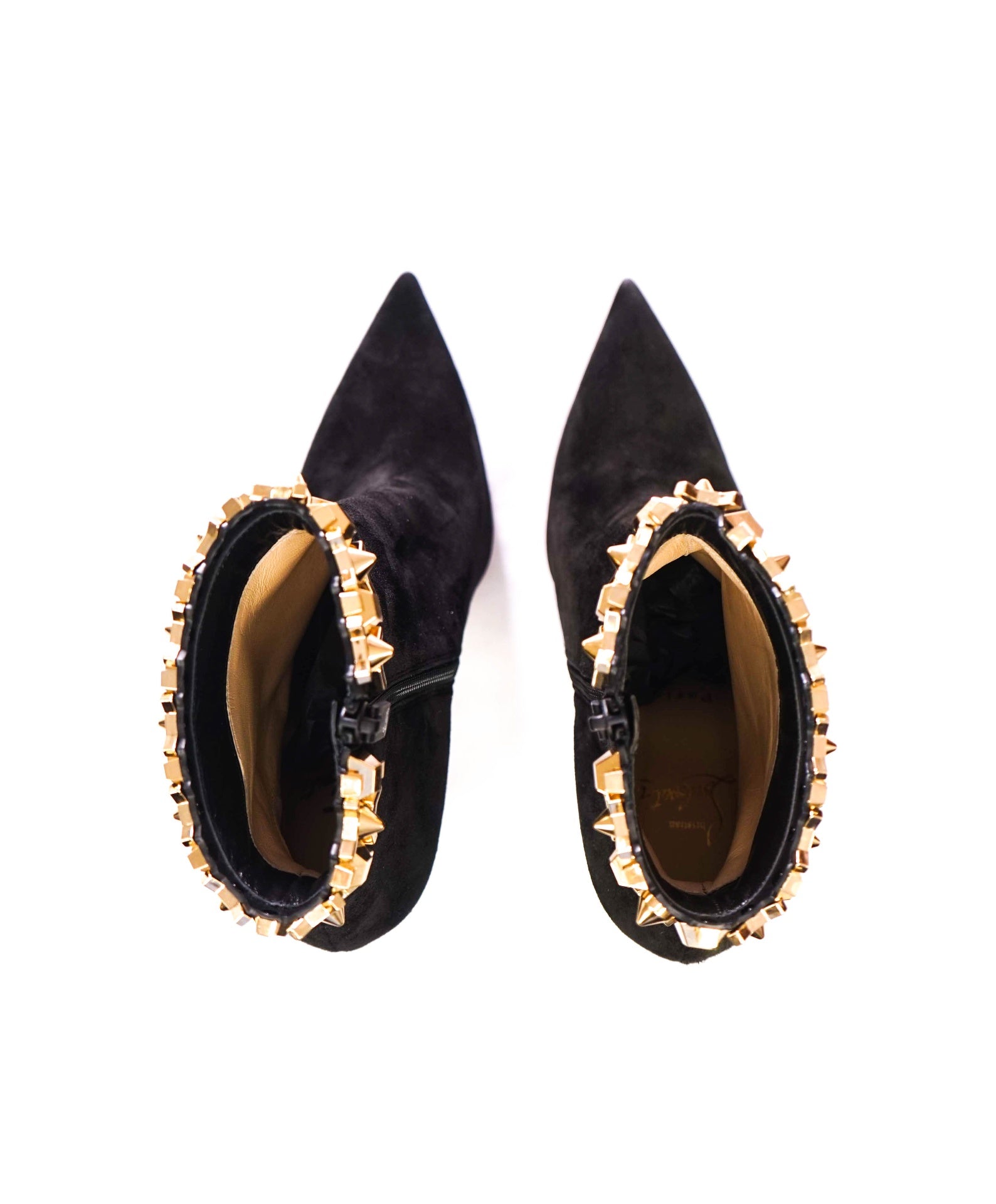 $1,595 CHRISTIAN LOUBOUTIN - Black Suede 100mm "ASTEROISPIKES" Boots - US 7 (37EU)