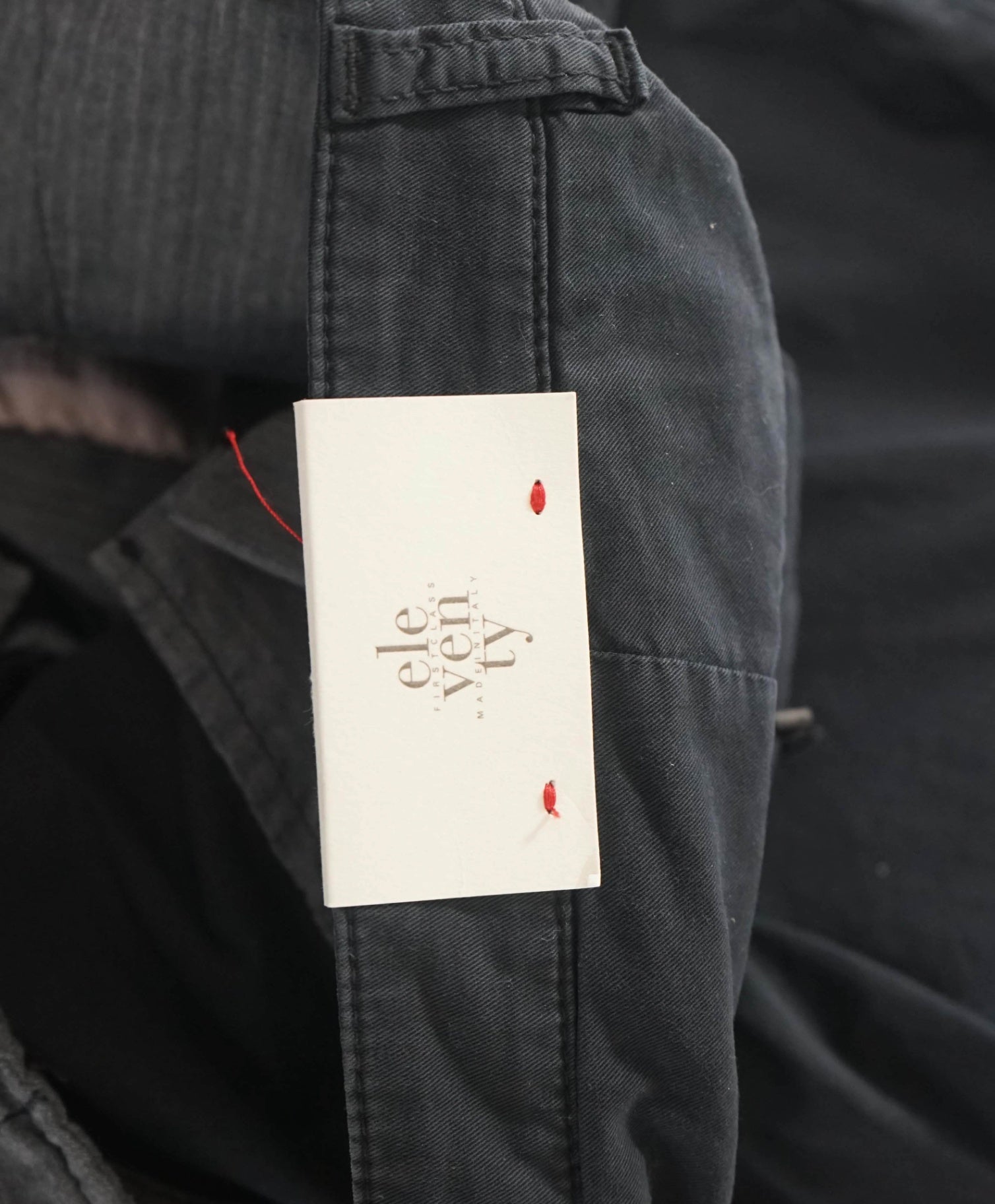 $395 ELEVENTY - Solid Navy Blue Distressed Cotton Chinos - 38W