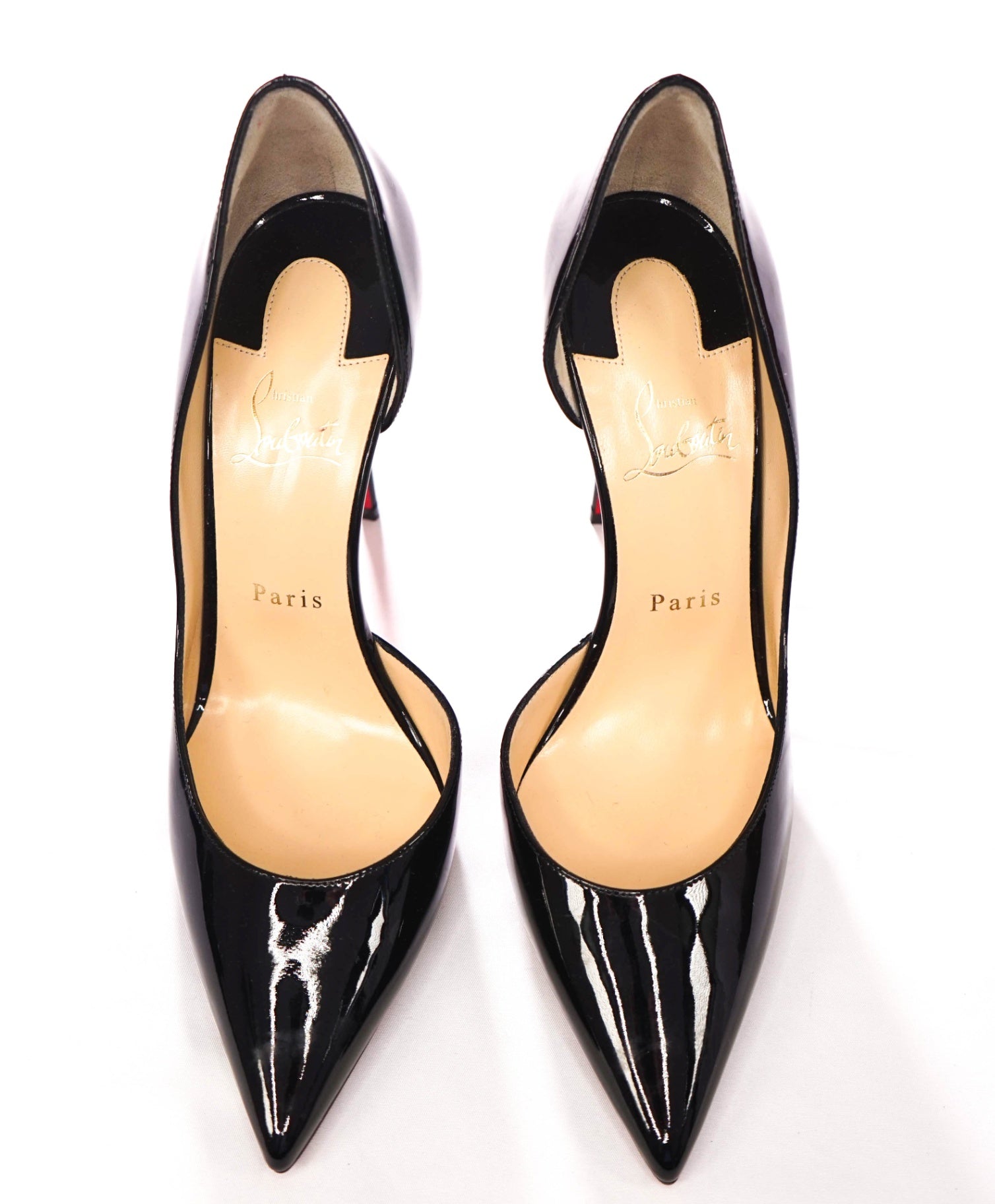 $845 CHRISTIAN LOUBOUTIN - Black Leather 100mm *IRIZA* Pumps - US 9 (39EU)
