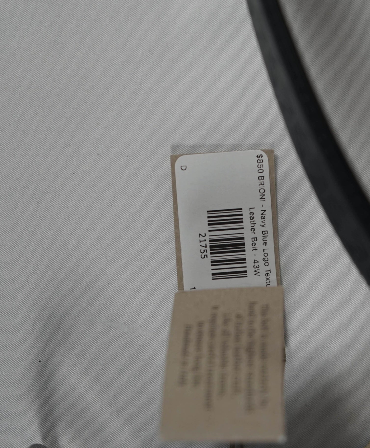 $850 BRIONI - Navy Blue Logo Texture Genuine Leather Belt - 43W
