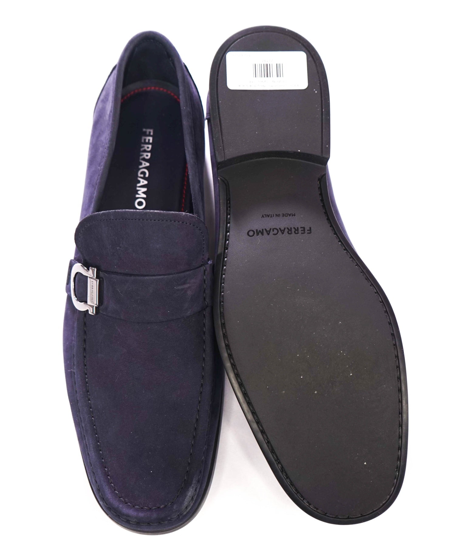 $950 FERRAGAMO - Navy Blue Suede "CASPIAN" Loafers - 11 E
