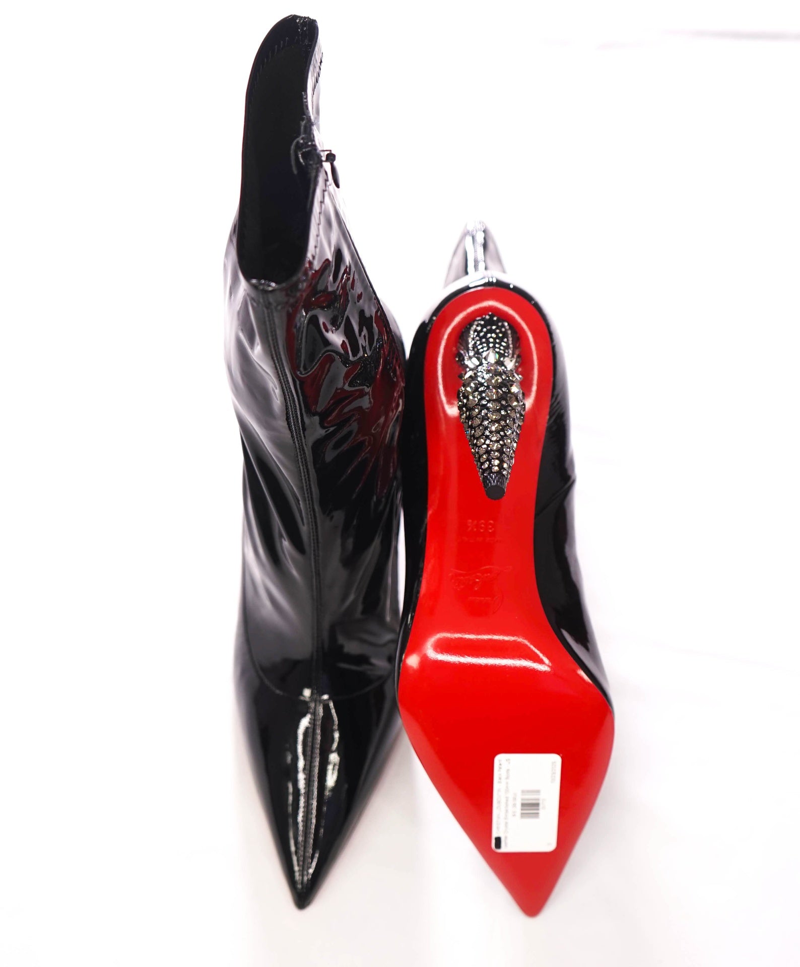 $1,995 CHRISTIAN LOUBOUTIN - Black Lip Strass Crystal 100mm Boots - US 9.5 (39.5EU)