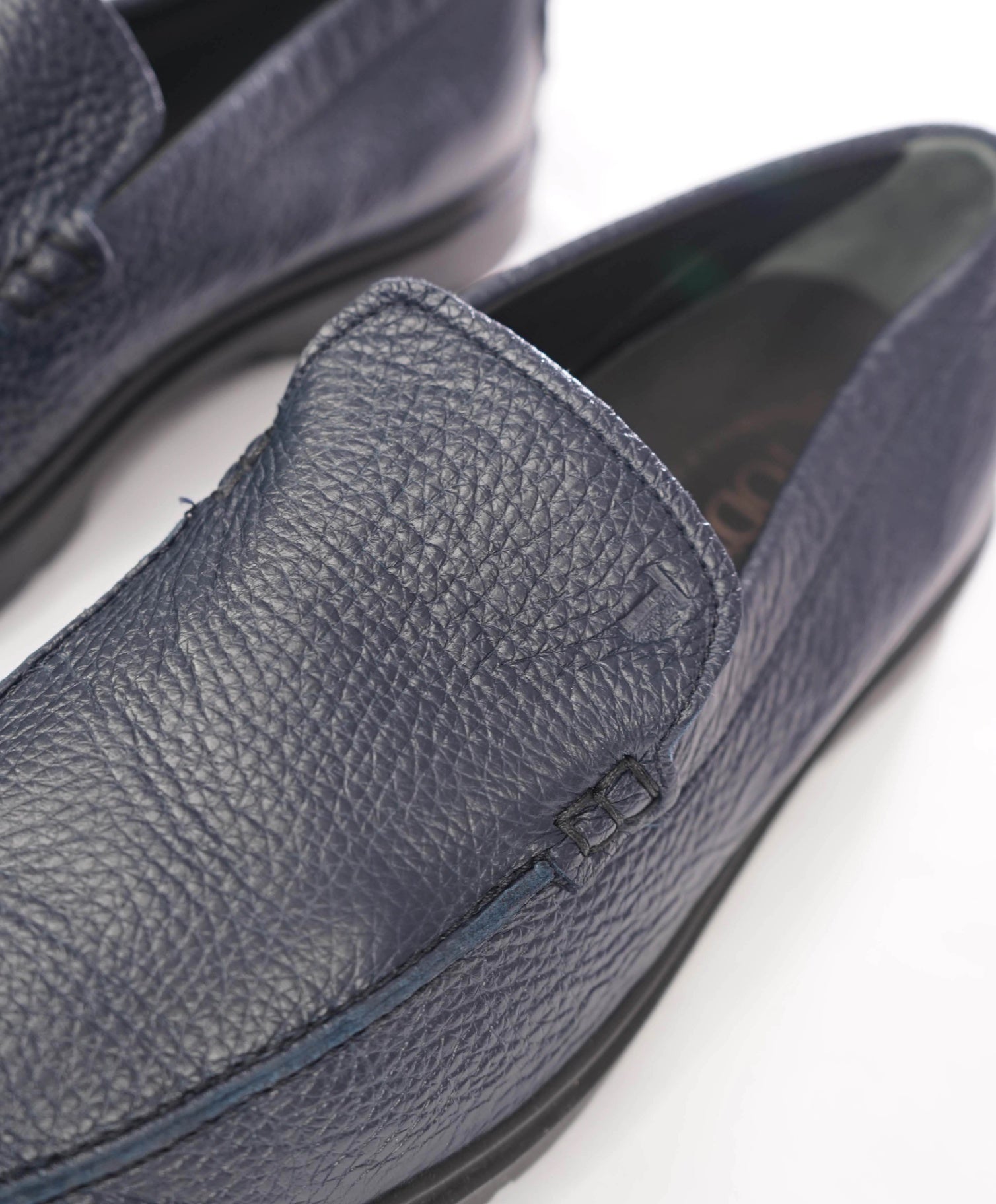 $975 TOD'S - Navy Blue SUPPLE PEBBLED Leather Loafers - US 8 (7UK)