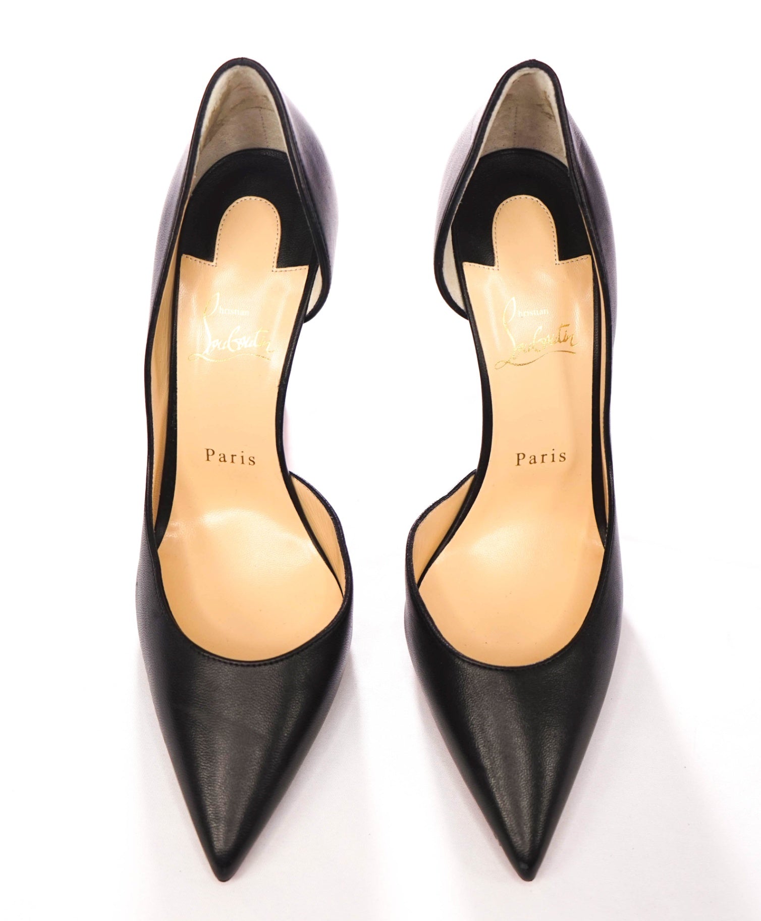 $845 CHRISTIAN LOUBOUTIN - Black Leather 100mm *IRIZA* Pumps - US 10.5 (40.4EU)