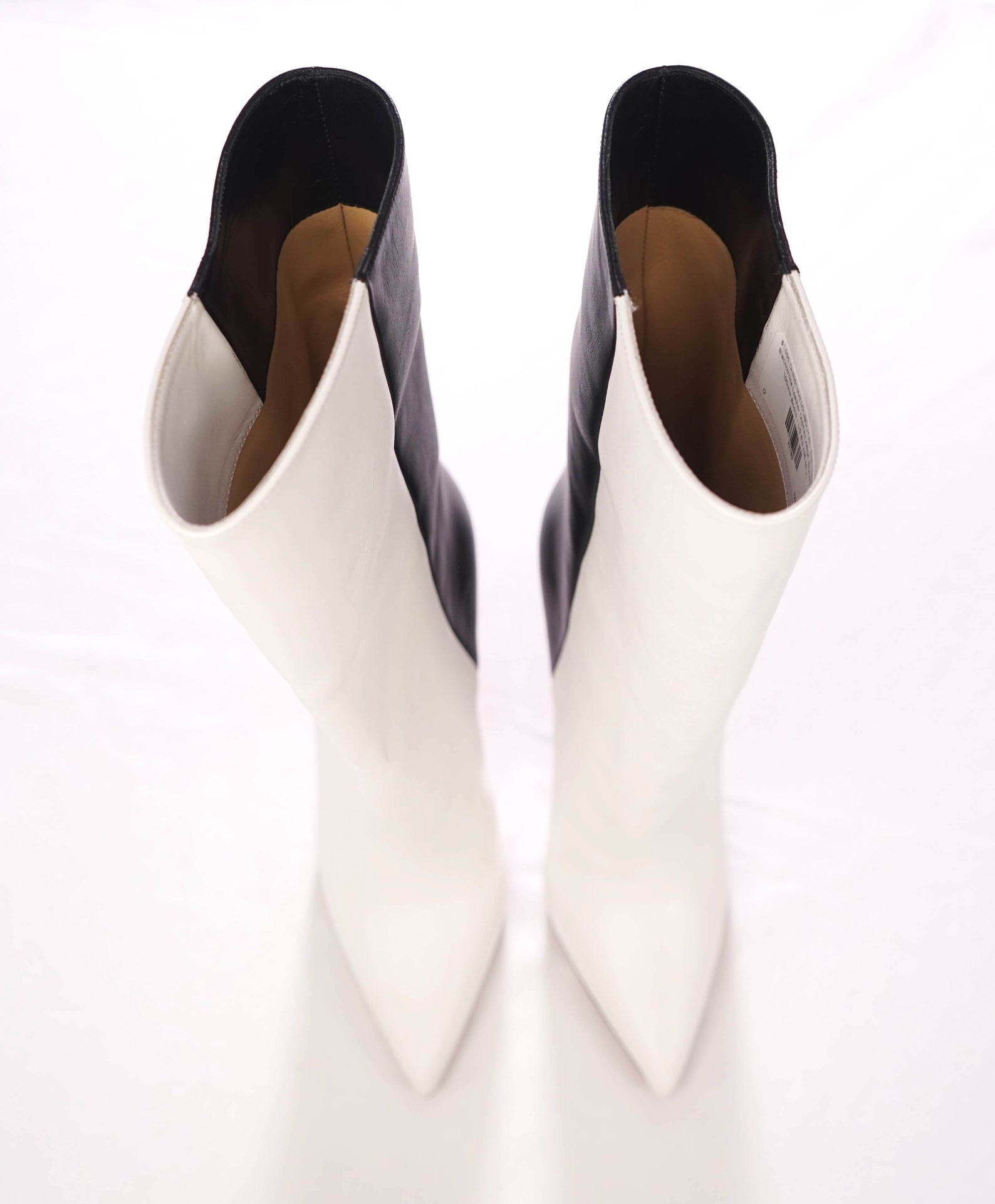 $1,595 CHRISTIAN LOUBOUTIN - Two-Tone Black/White Leather "ASTRILARGE BOOTY" 100mm Boots - US 6.5 (36.5EU)