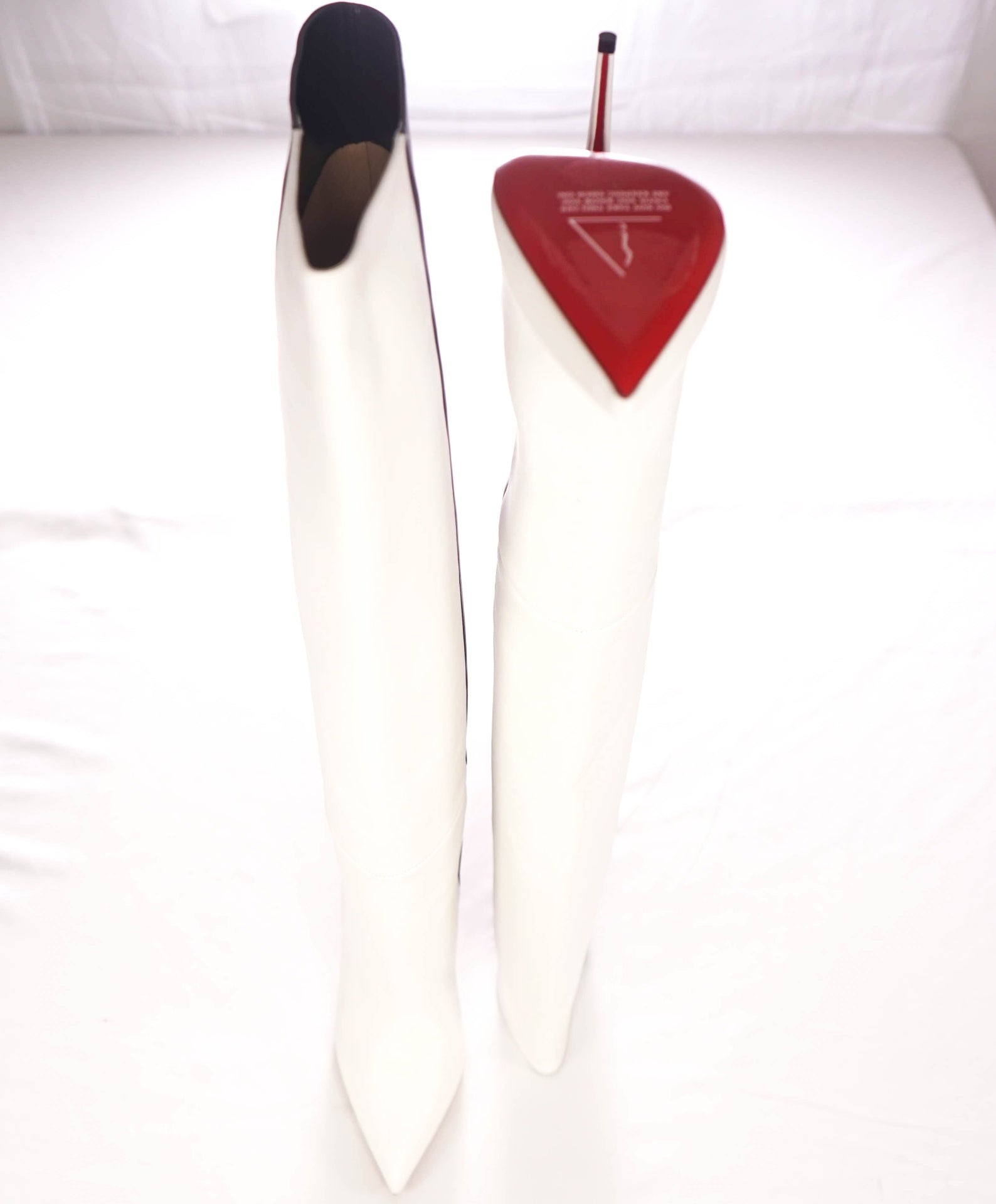 $1,995 CHRISTIAN LOUBOUTIN - Two-Tone Black/White Leather "ASTRILARGE" 100mm Knee High Boots - US 7.5 (37.5EU)