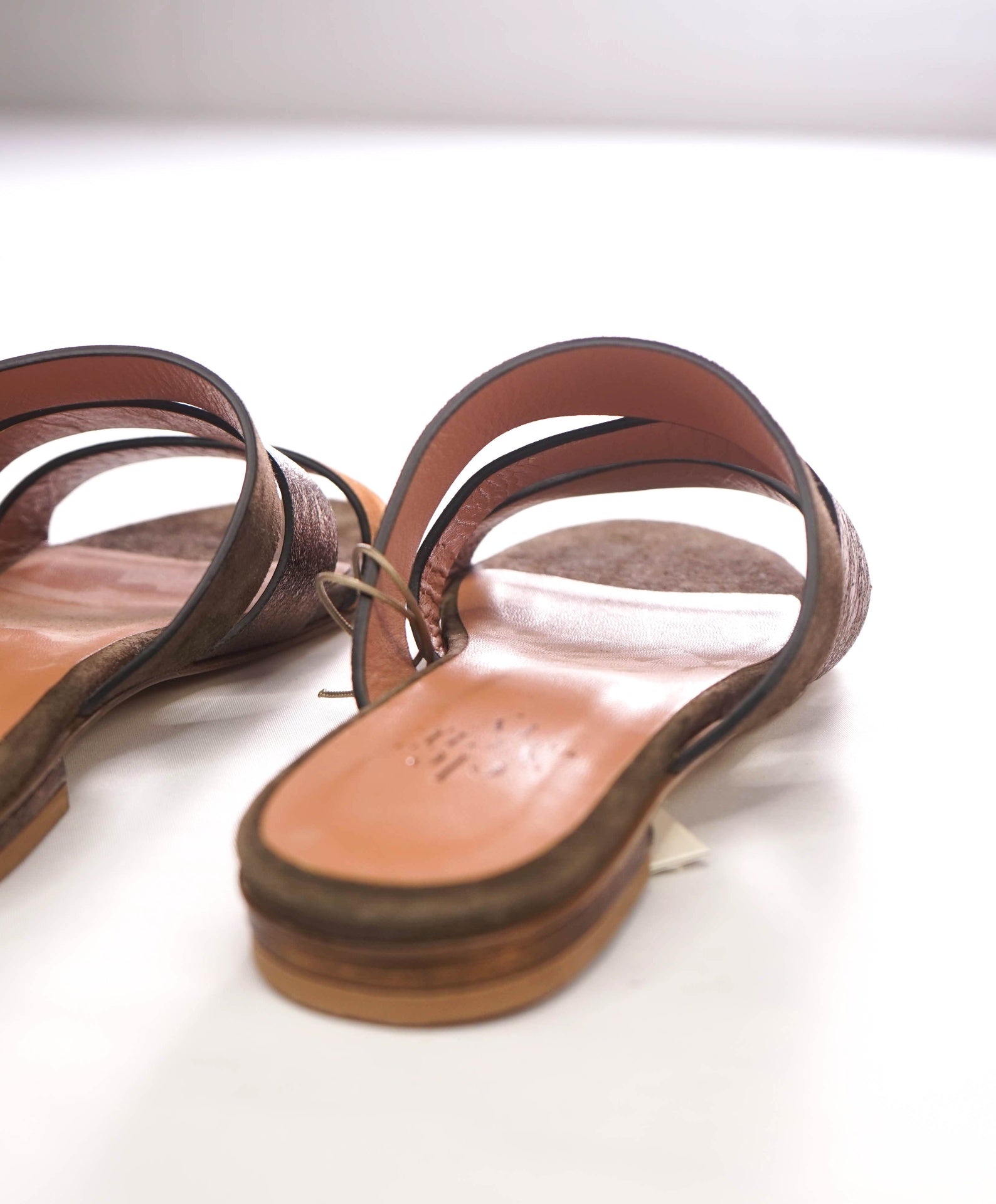 $515 ELEVENTY - Gray/Brown Suede Strappy Sandals - US 7 (37EU)