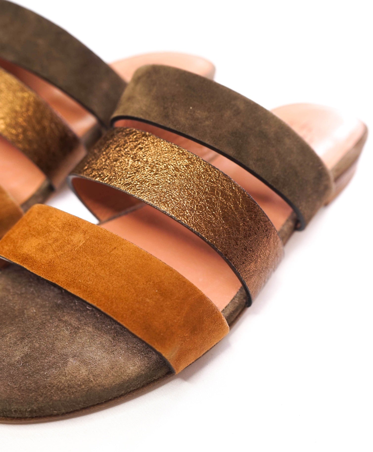 $515 ELEVENTY - Gray/Brown Suede Sandals - US 6 (36EU)