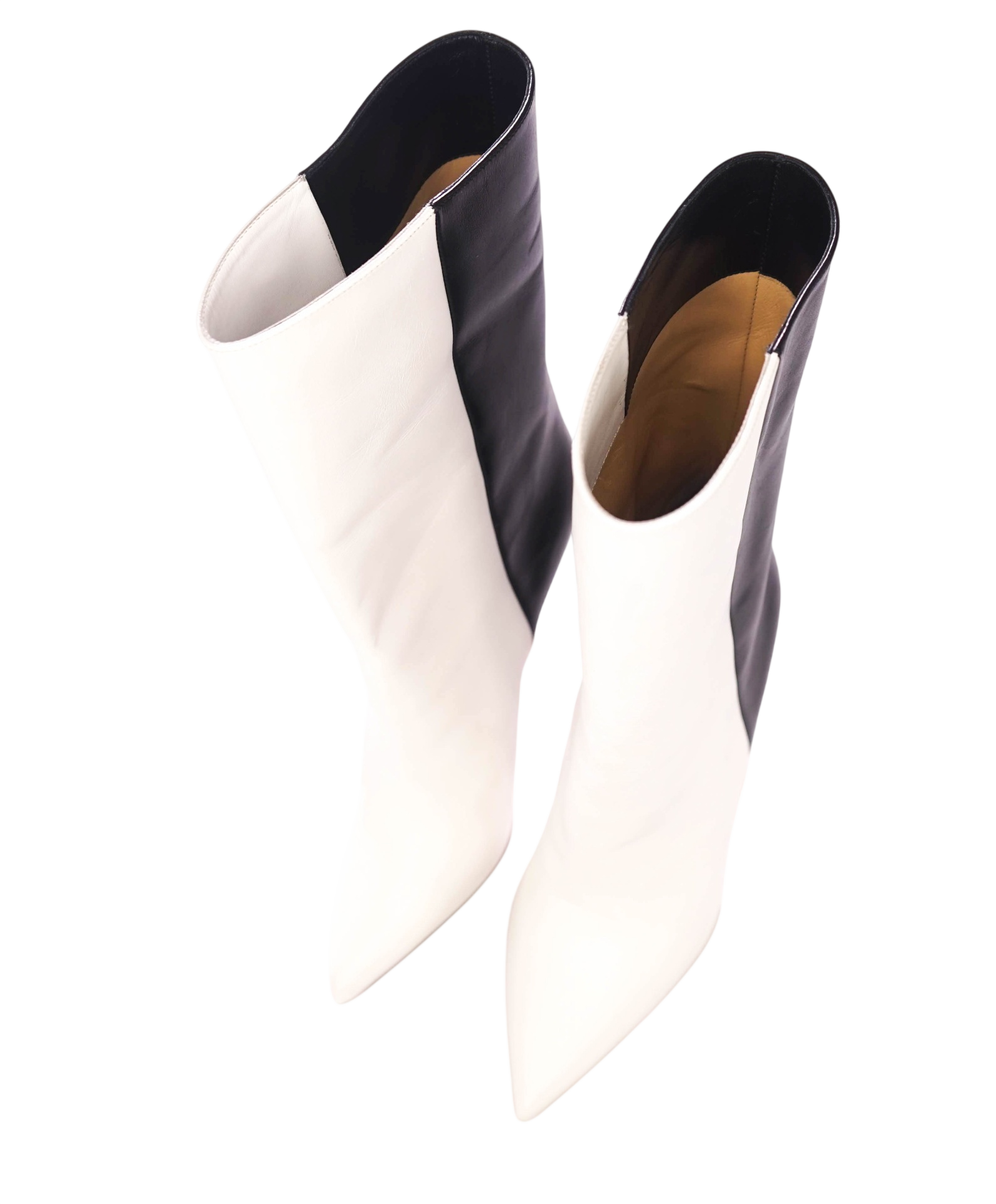 $1,595 CHRISTIAN LOUBOUTIN - Two-Tone Black/White Leather "ASTRILARGE BOOTY" 100mm Boots - US 6.5 (36.5EU)