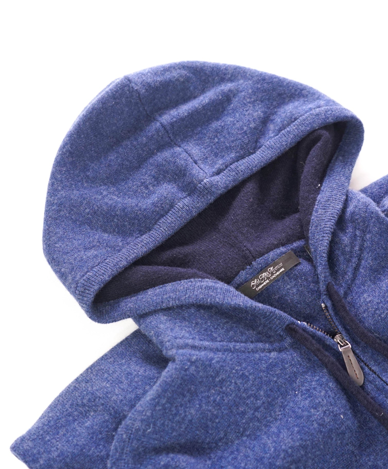 $368 SAKS FIFTH AVENUE - Blue 100% Cashmere Zip-Up Hoodie - L