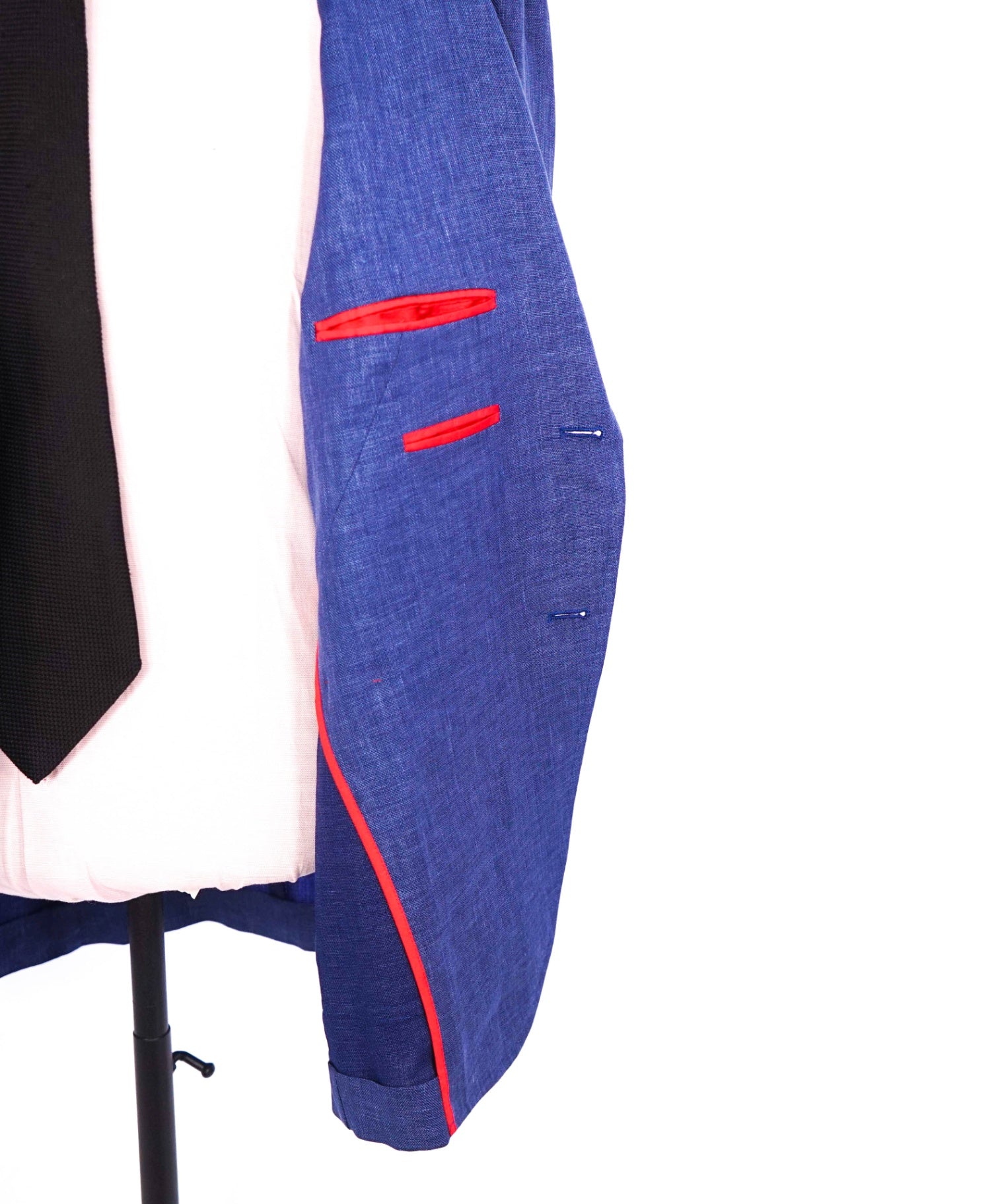 $4,500 ISAIA - Solid Blue Linen/Wool/Silk Blazer - 46R