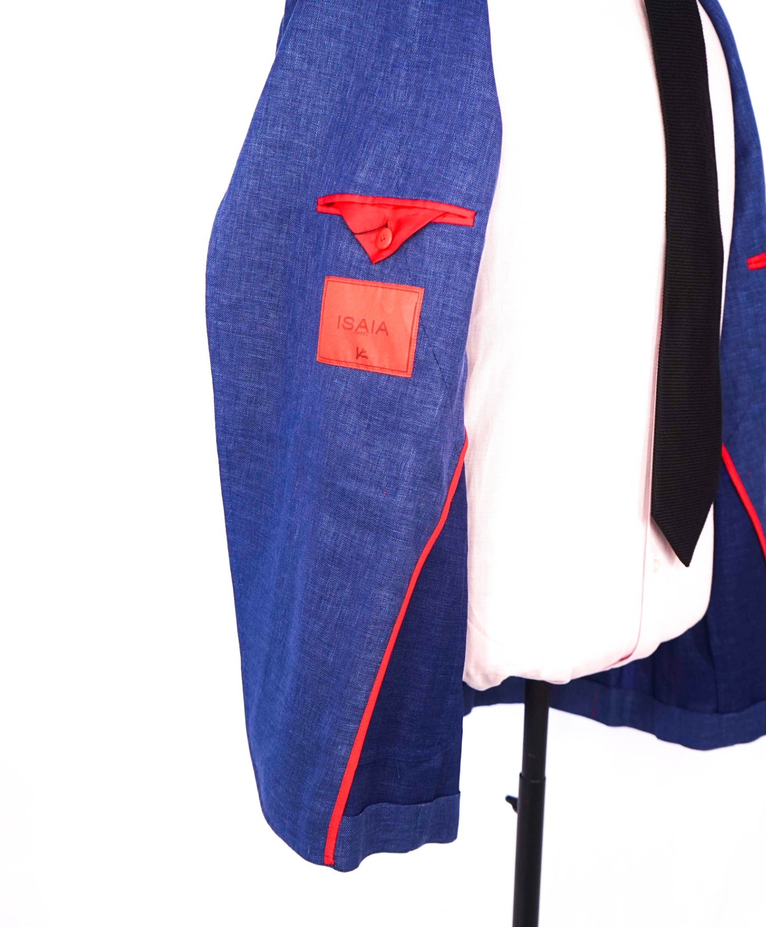 $4,500 ISAIA - Solid Blue Linen/Wool/Silk Blazer - 46R
