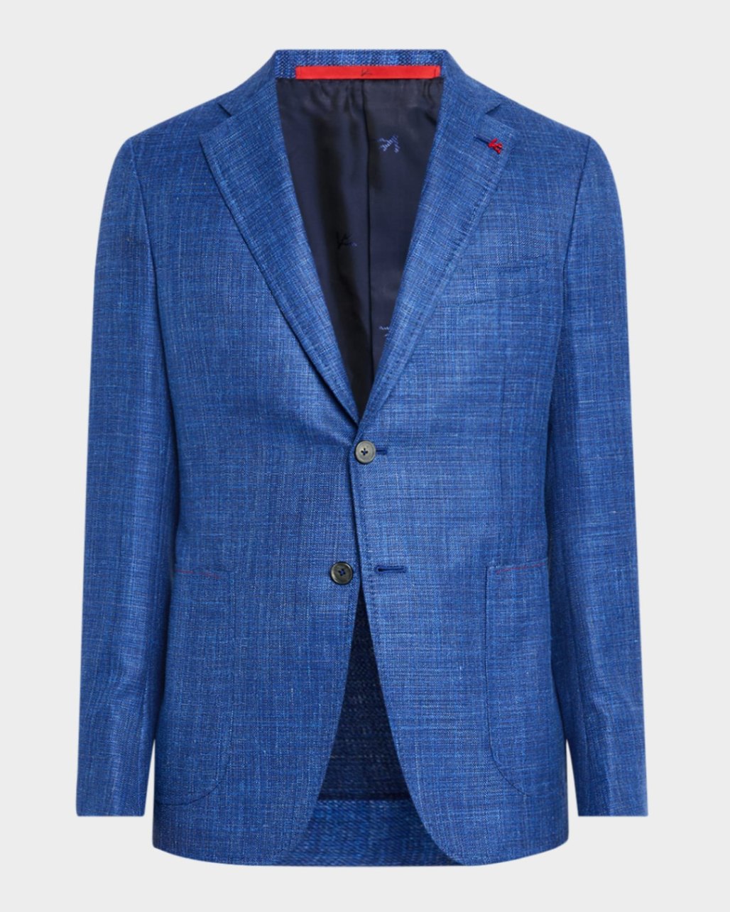 $4,500 ISAIA - Solid Blue Linen/Wool/Silk Blazer - 46R