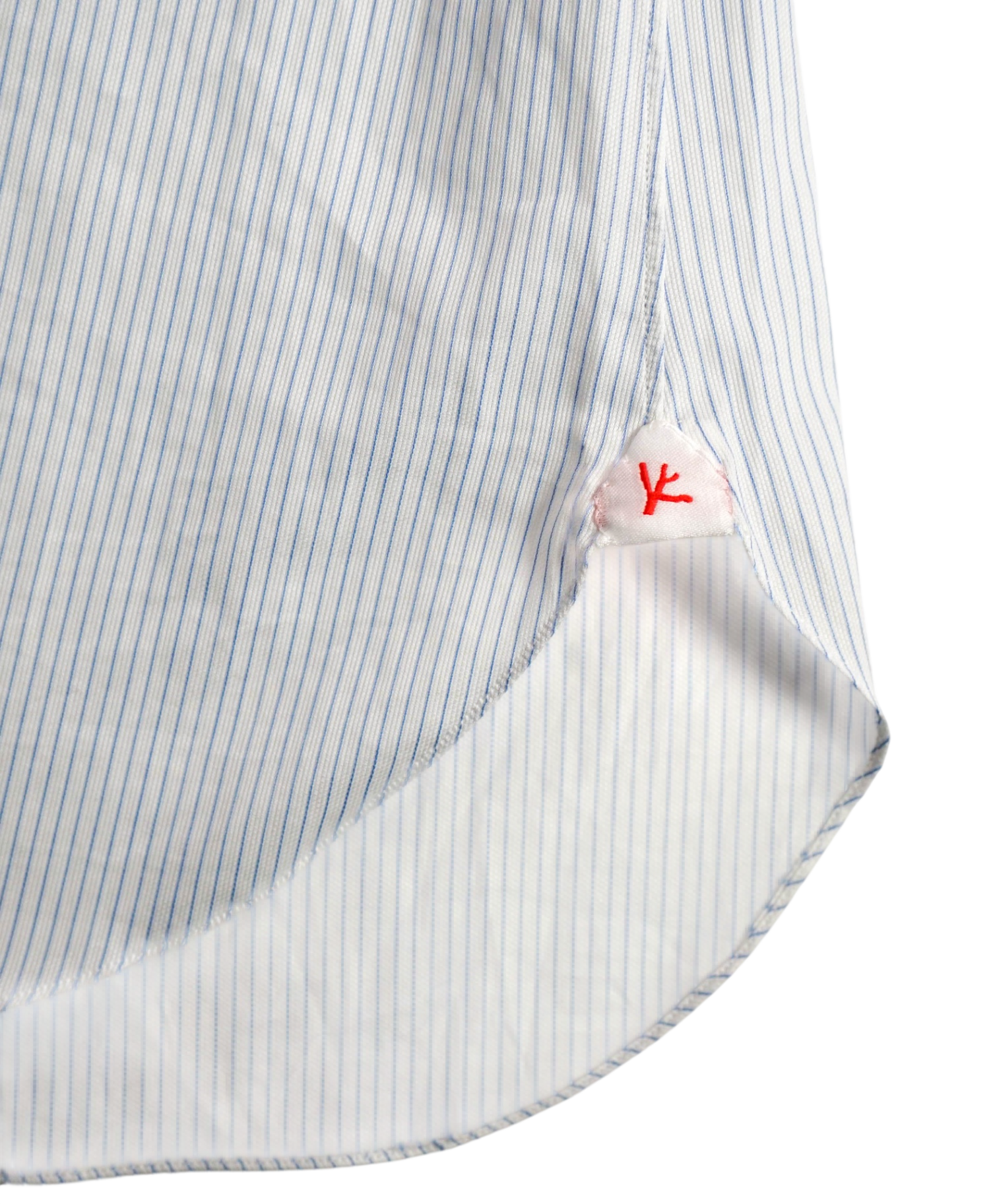 $450 ISAIA - White / Blue Pencil Stripe Cotton Shirt - M