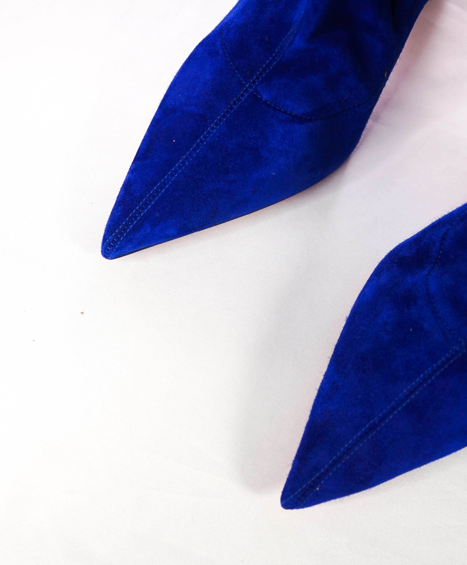 $2,895 CHRISTIAN LOUBOUTIN - Blue Suede 100mm "ALTA" Top over the knee Boots - US 11 (41EU)