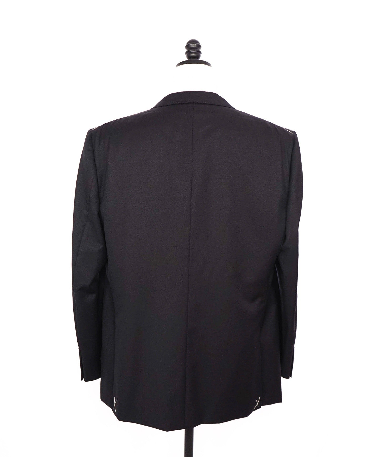 $3,995 ZEGNA - "MICROSPHERE" Solid Black Wool Peak Lapel Tuxedo - 44R