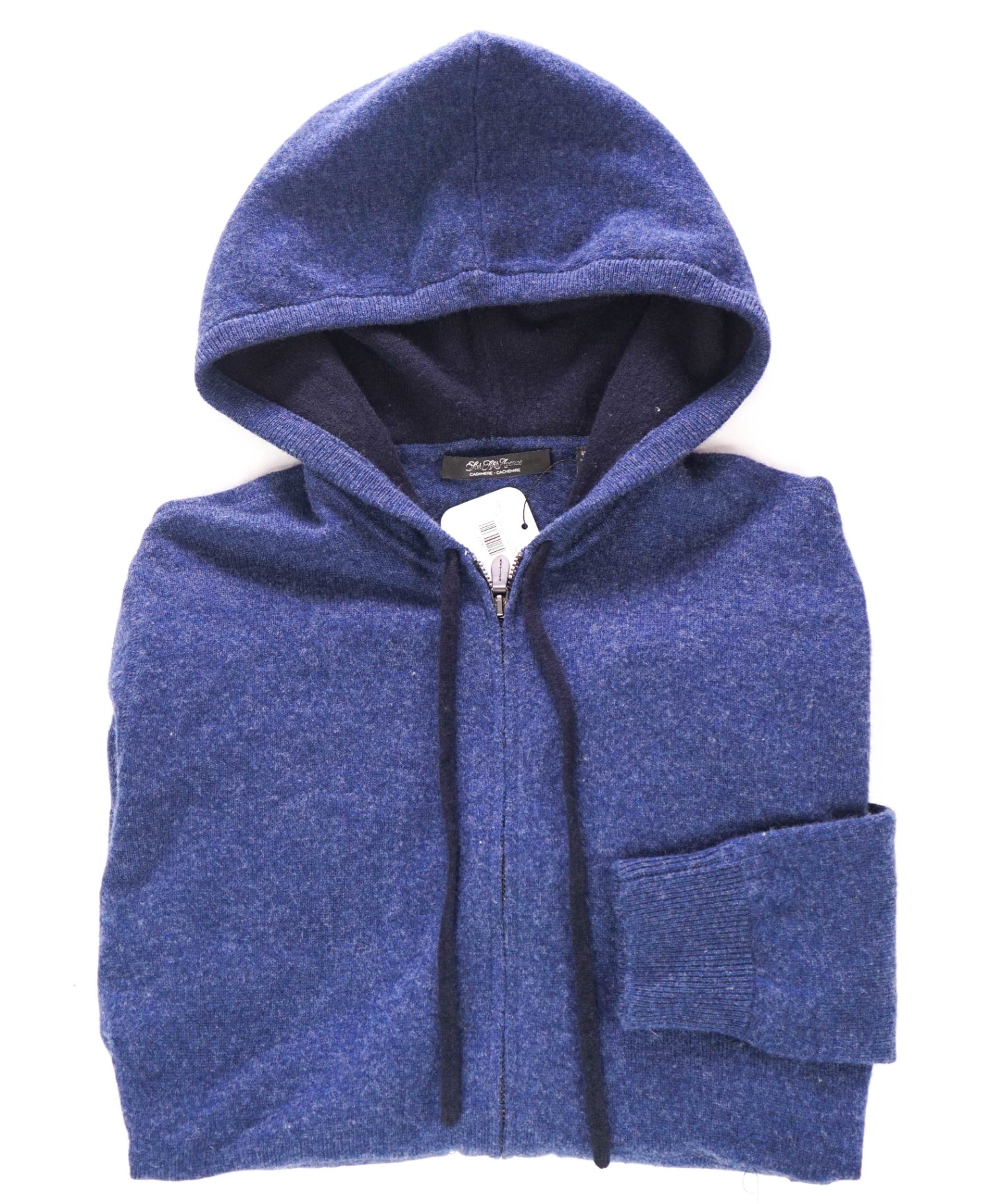 $368 SAKS FIFTH AVENUE - Blue 100% Cashmere Zip-Up Hoodie - L
