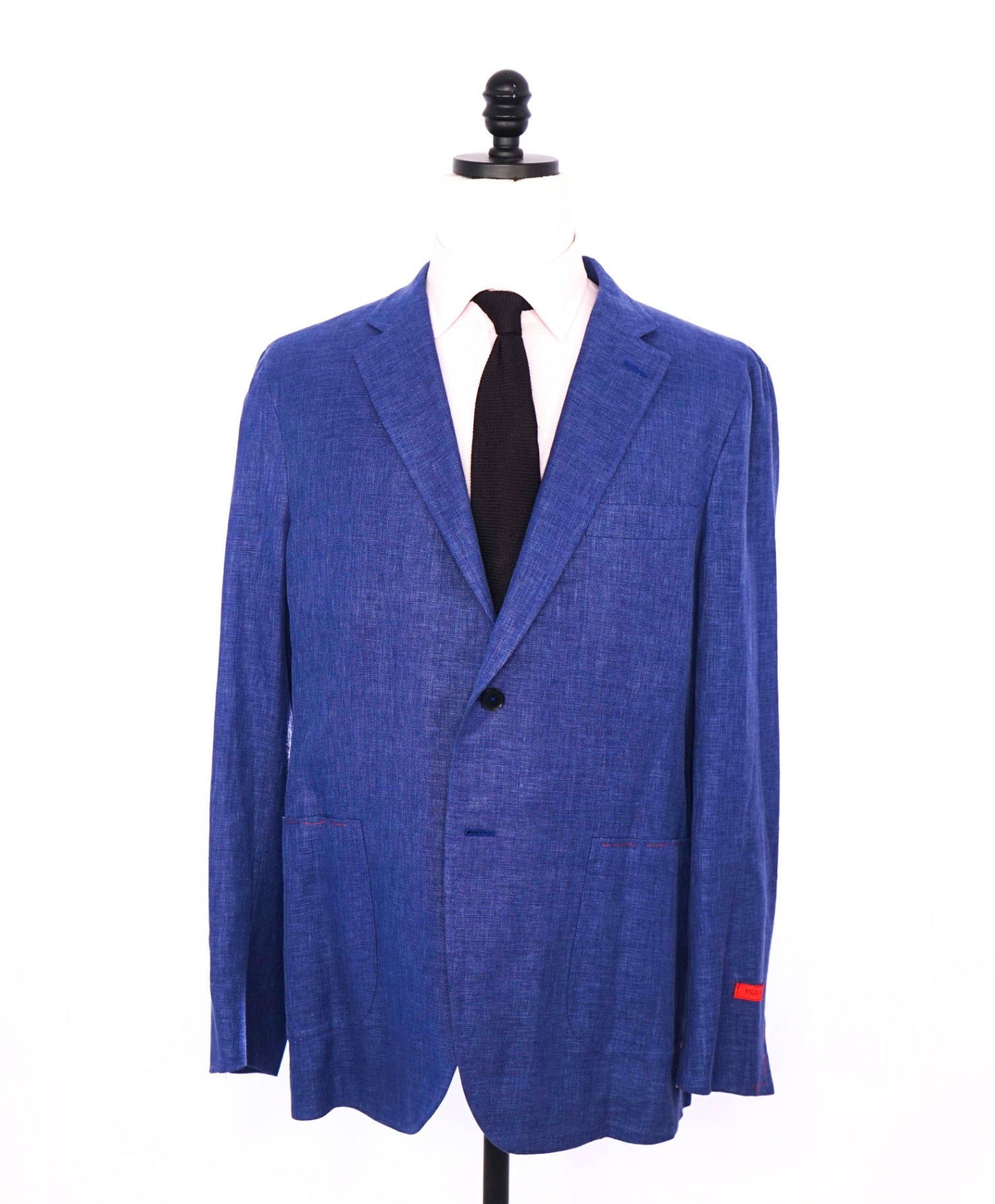 $4,500 ISAIA - Solid Blue Linen/Wool/Silk Blazer - 46R