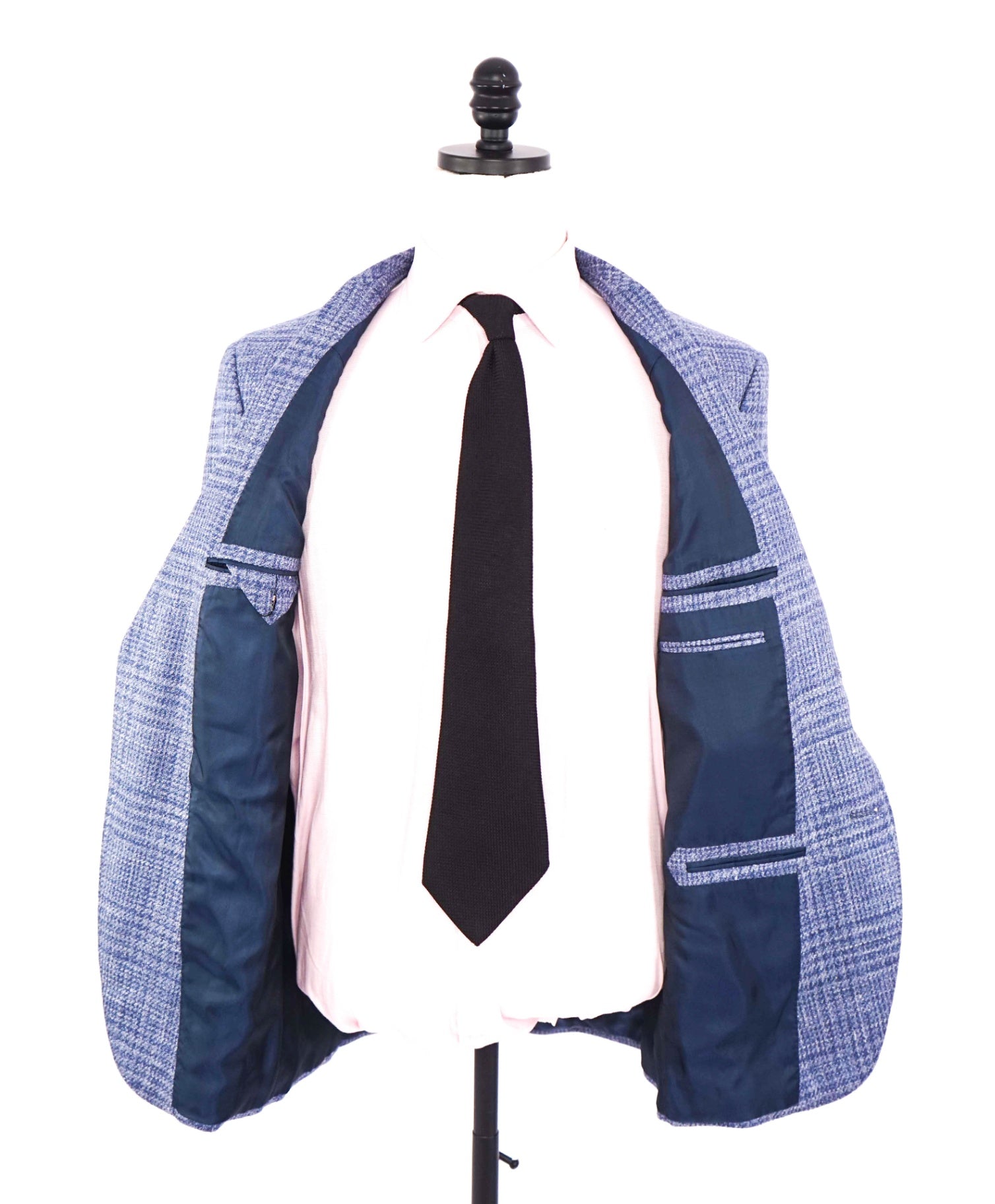 $2,990 ZEGNA - Blue Plaid "WINTER CROSSOVER" Wool/Silk/Linen Blazer - 48R
