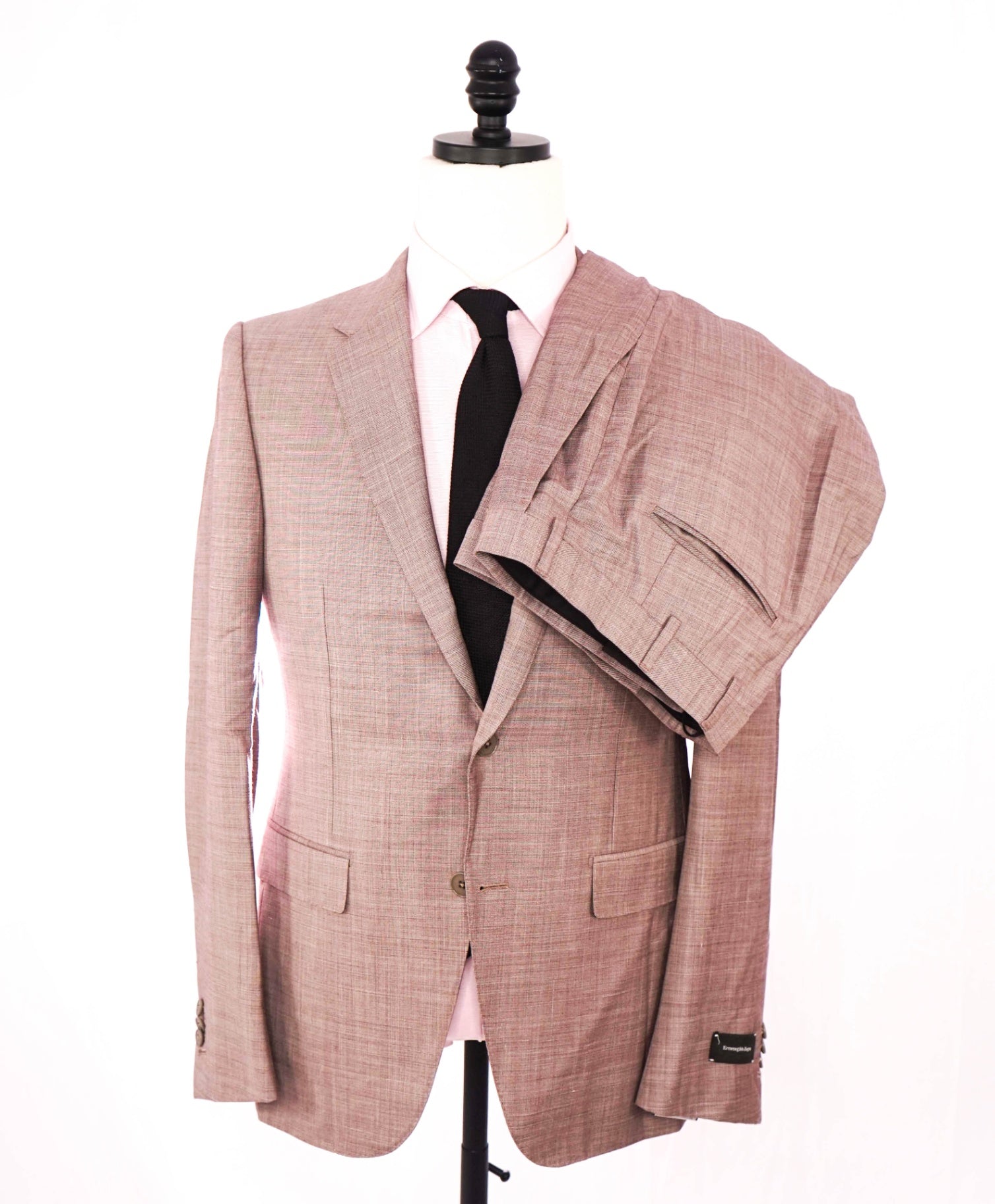 $4,995 ZEGNA - "TROFEO SUMMER" Pink Wool/Linen/Silk Suit - 38R