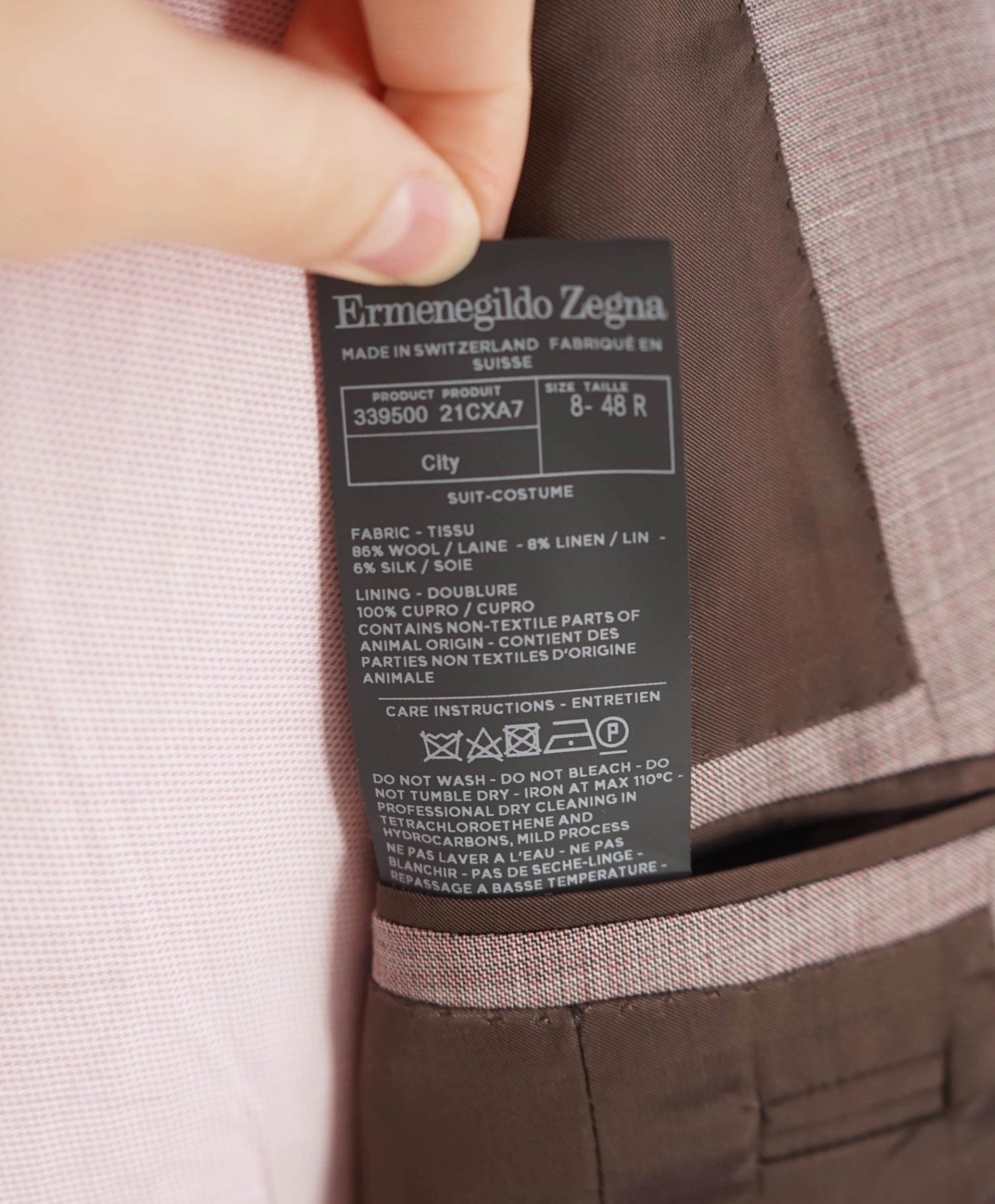 $4,995 ZEGNA - "TROFEO SUMMER" Pink Wool/Linen/Silk Suit - 38R