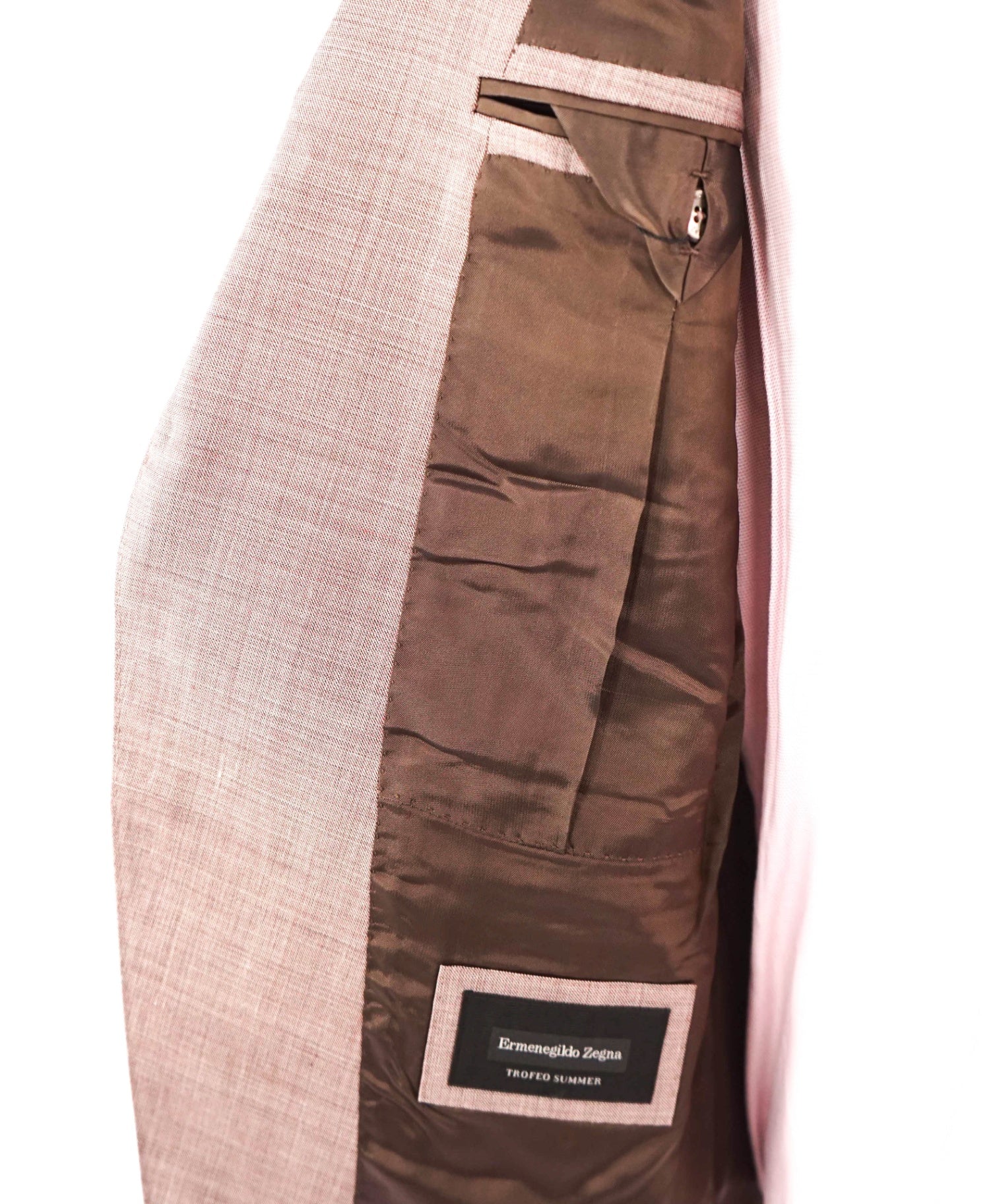 $4,995 ZEGNA - "TROFEO SUMMER" Pink Wool/Linen/Silk Suit - 38R