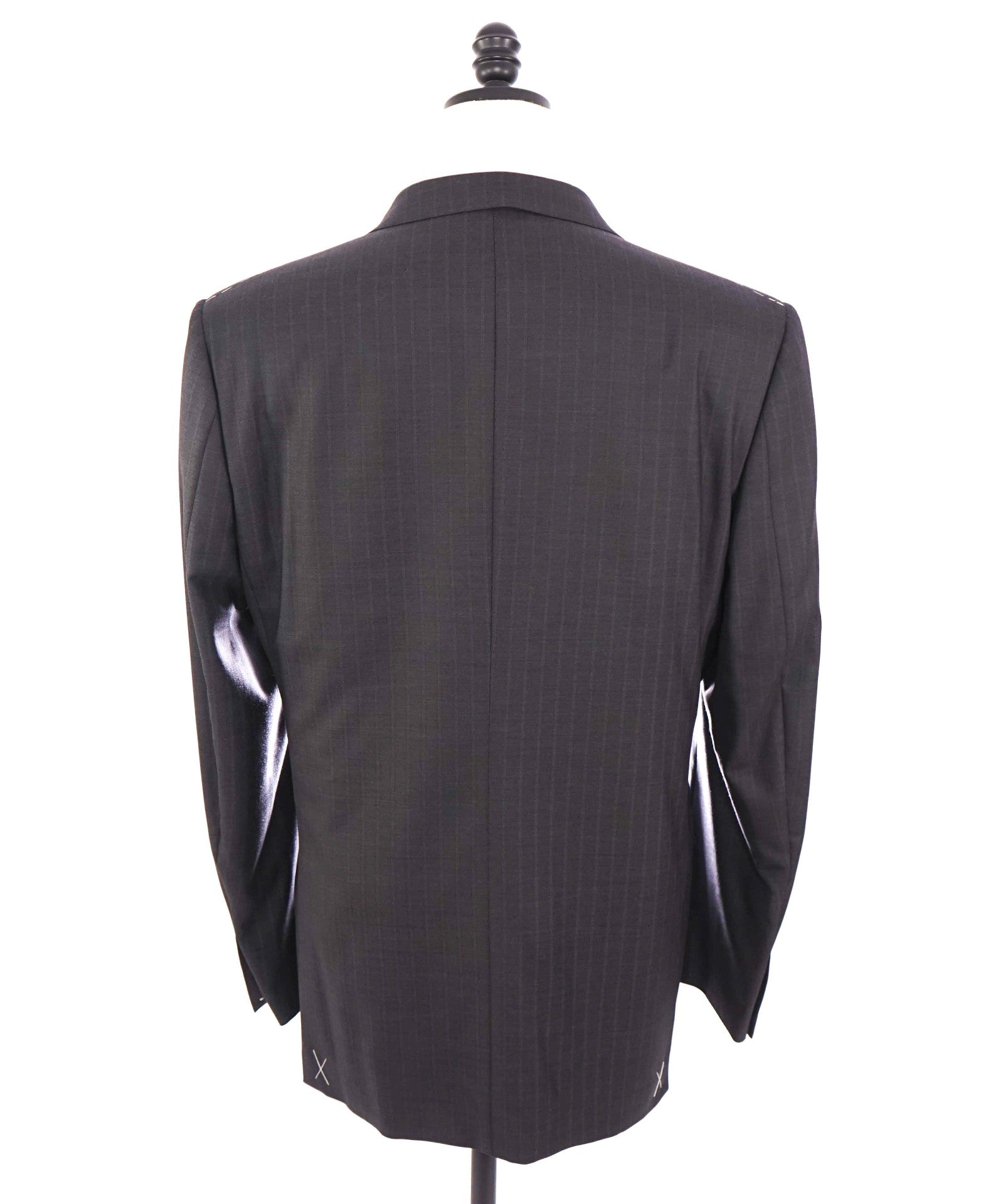 $4,790 ZEGNA - Black Chalk Stripe "15 MILMIL 15" Wool/Silk Suit - 46L
