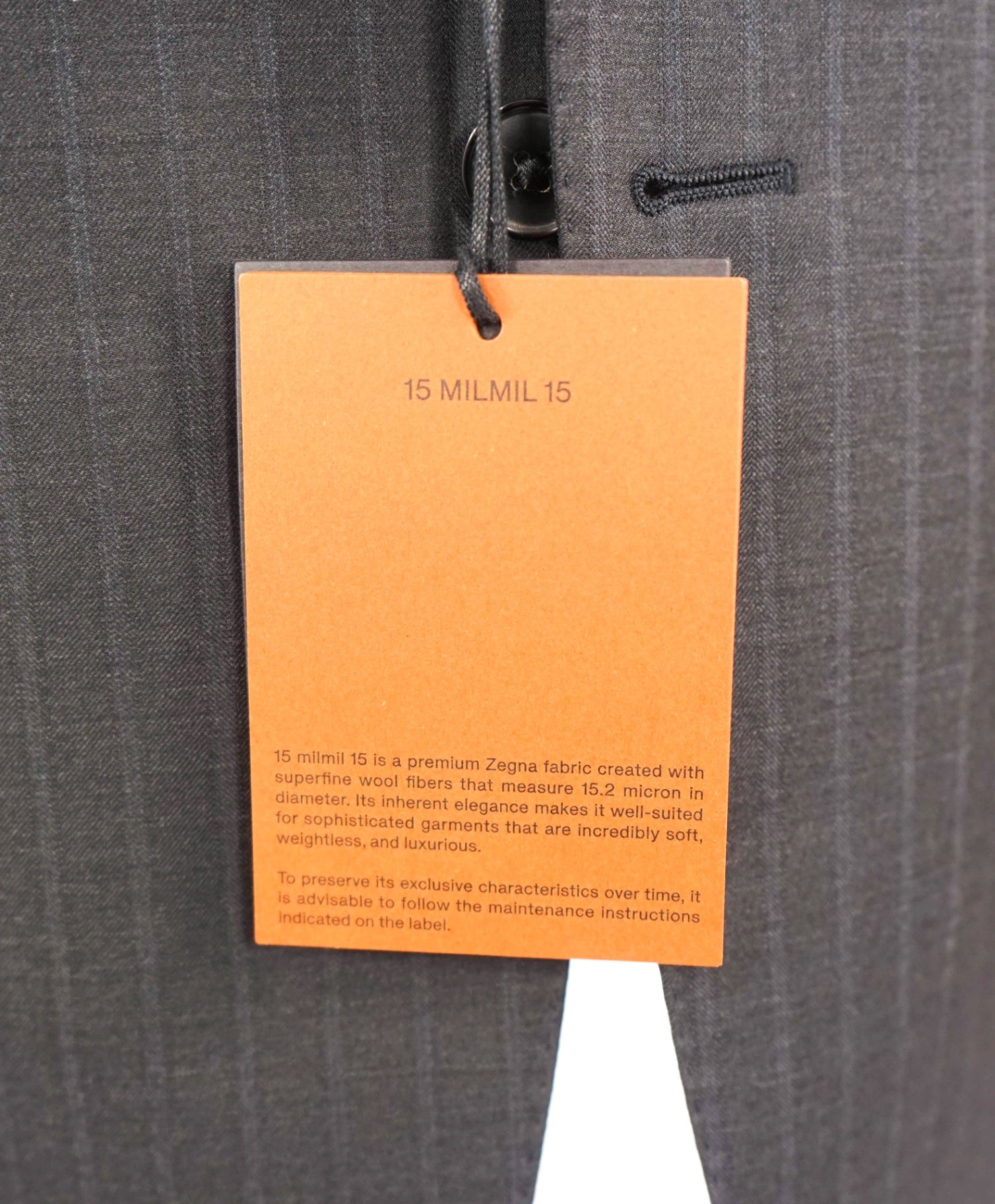 $4,790 ZEGNA - Black Chalk Stripe "15 MILMIL 15" Wool/Silk Suit - 46L