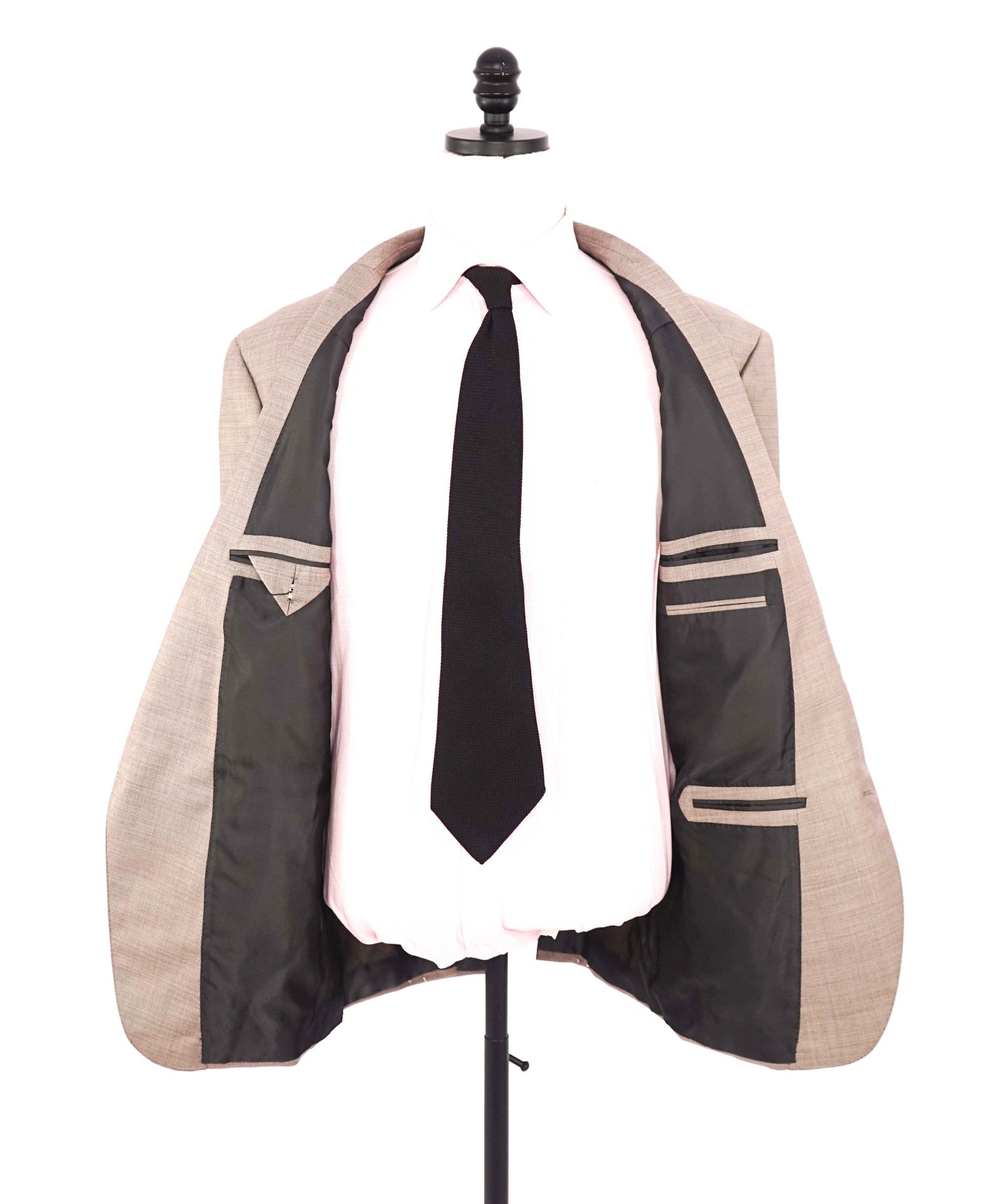 $3,990 ZEGNA - "MULTISEASON" Beige Crosshatch Wool Suit - 48R