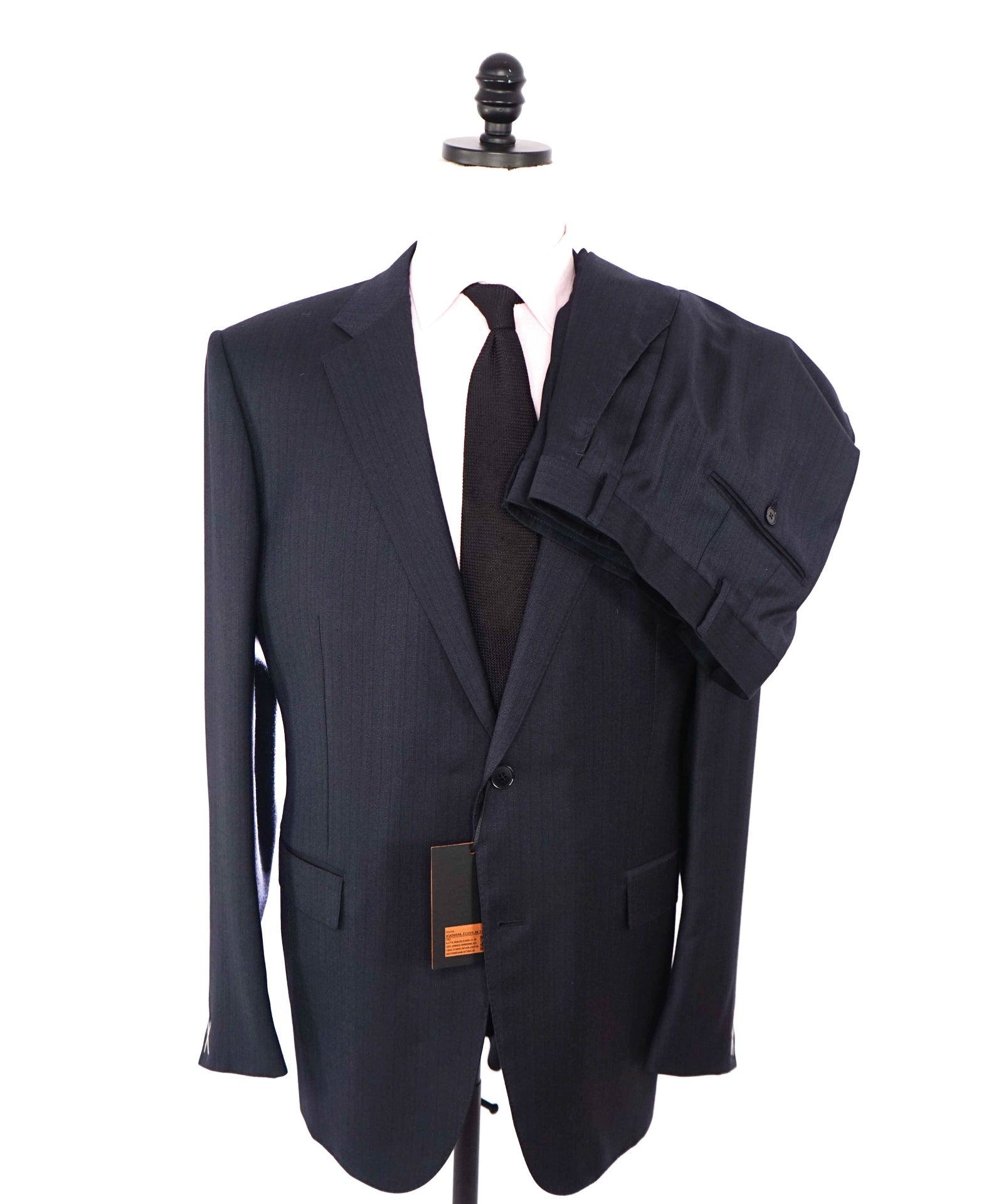 $3,490 ZEGNA - Navy Tonal Stripe "ACHILLFARM" Wool/Silk Suit - 48R