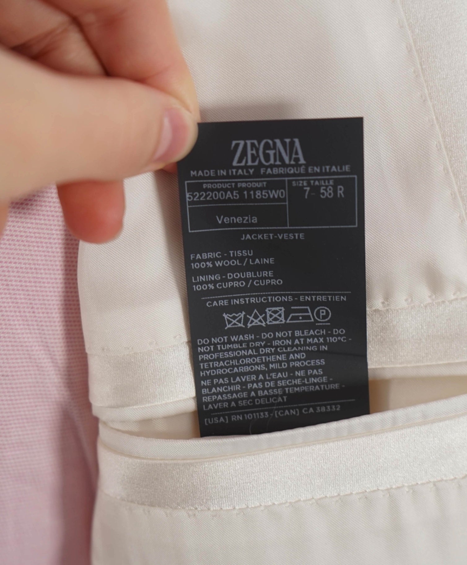$3,990 ZEGNA - Ivory "VENEZIA" Wool Shawl Lapel Dinner Jacket - 48R