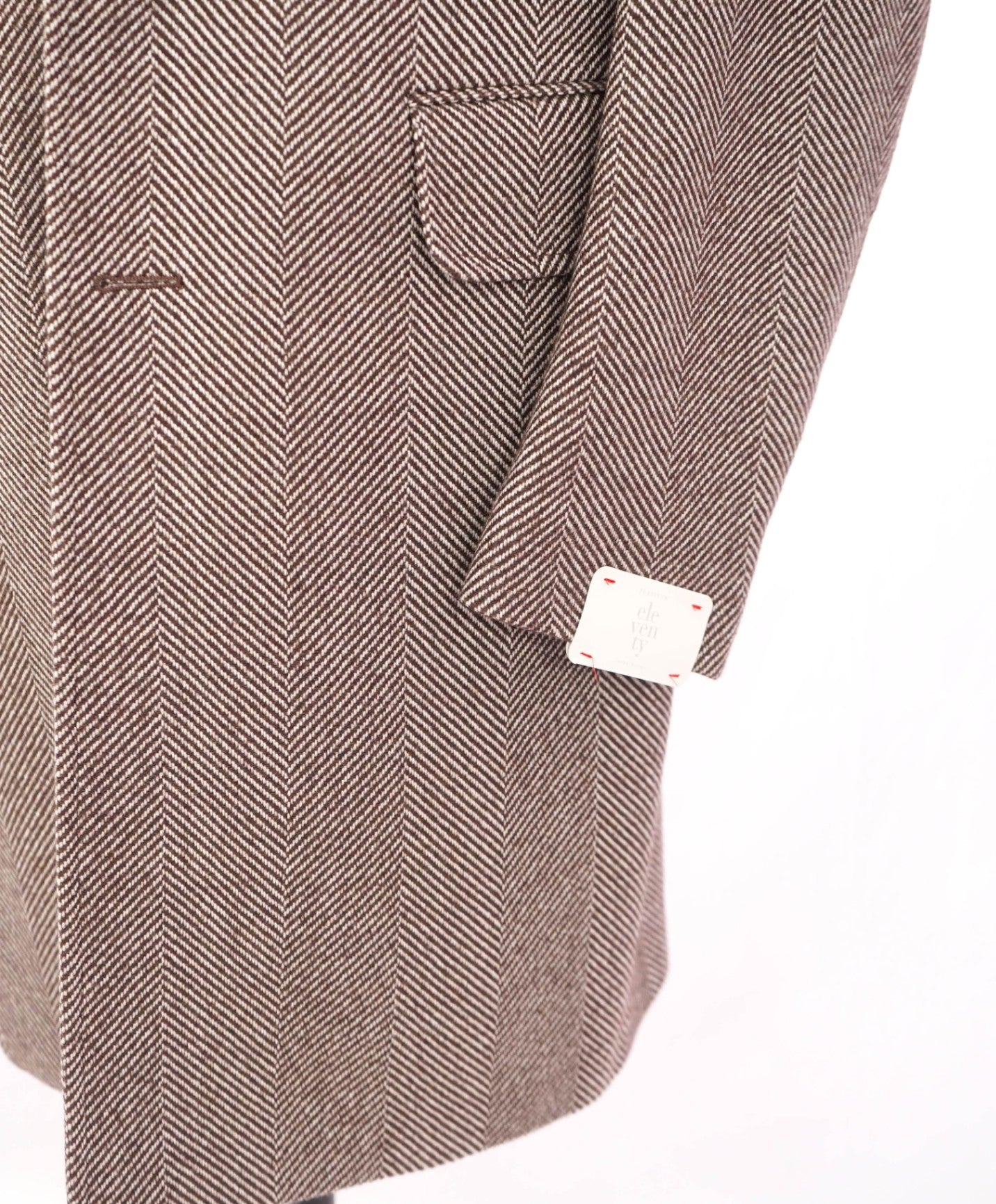 $1,995 ELEVENTY - "PLATINUM" Brown Herringbone Wool Top Coat - 40