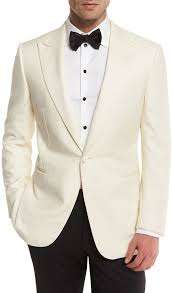 $3,990 ZEGNA - Ivory "SARTORIAL" Wool Peak Lapel Dinner Jacket - 48L