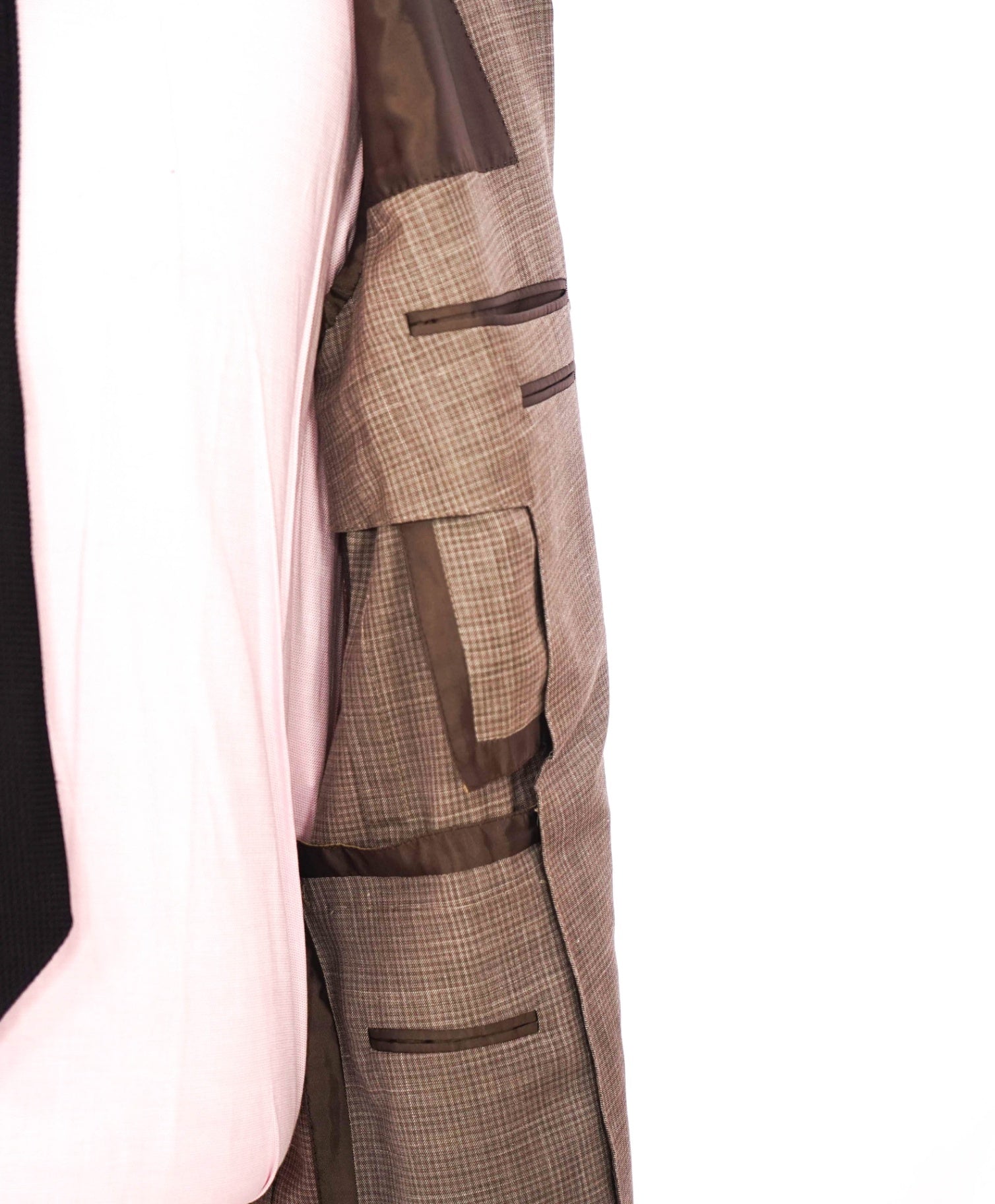 $3,290 ZEGNA - "TROFEO SUMMER" Neutral Check Wool/Linen/Silk Blazer- 44R