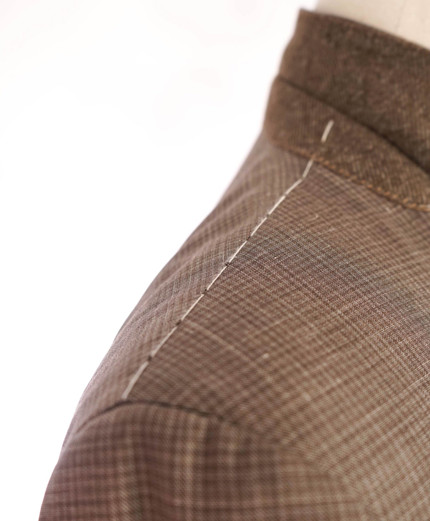 $3,290 ZEGNA - "TROFEO SUMMER" Neutral Check Wool/Linen/Silk Blazer- 44R
